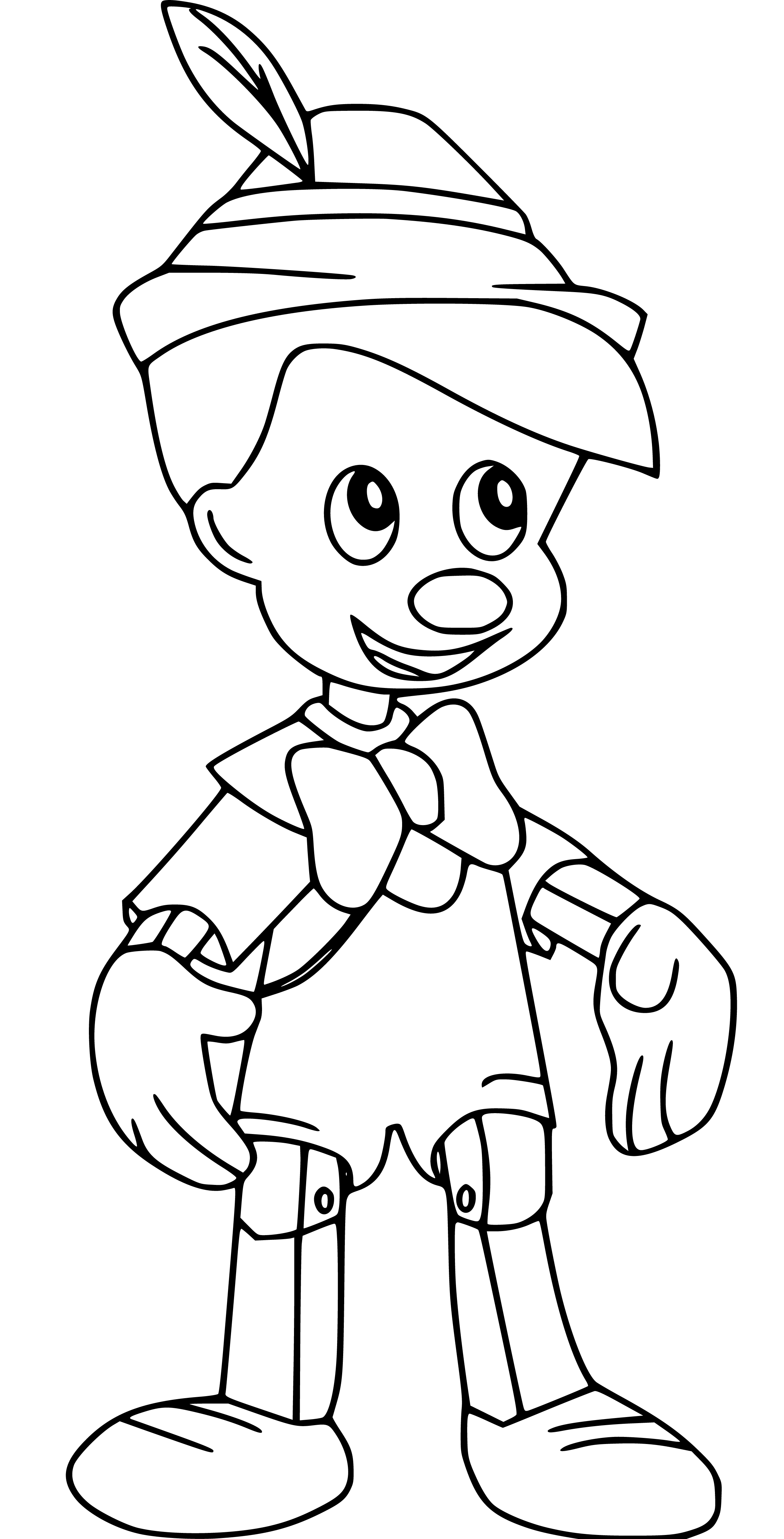 Easy Pinocchio Coloring Page simple for kids - SheetalColor.com