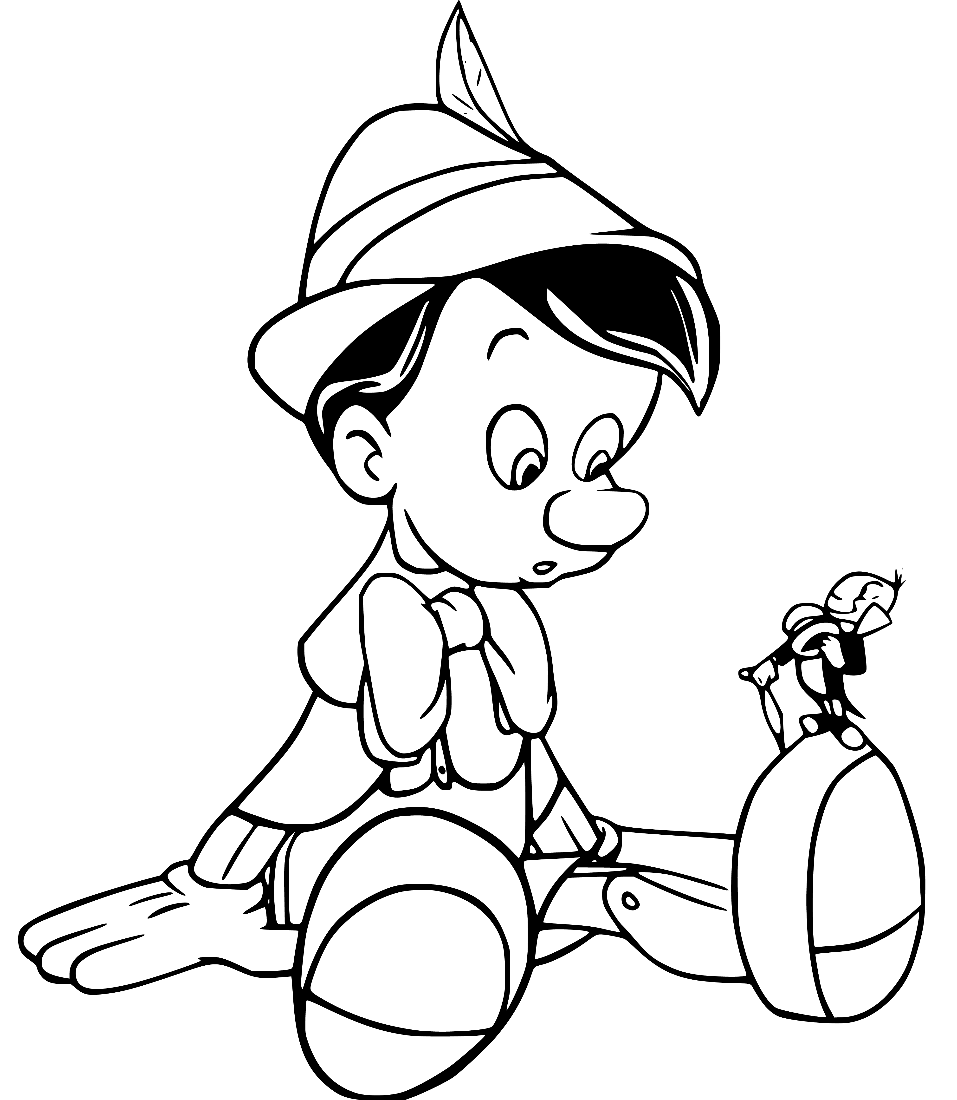 Pinocchio and Jiminy Coloring Sheet - SheetalColor.com