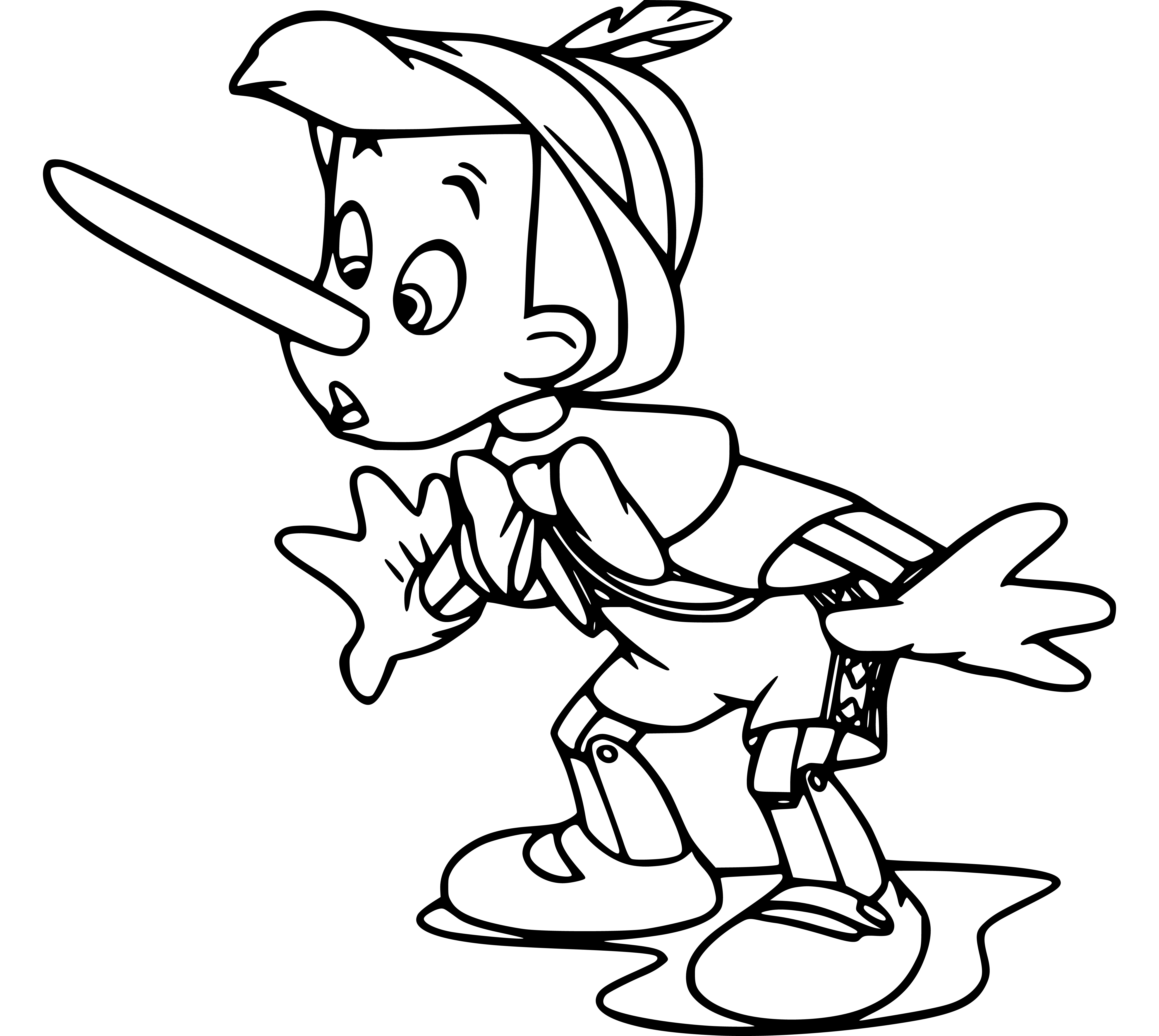 Pinocchio Nose Growing Painting Page - SheetalColor.com