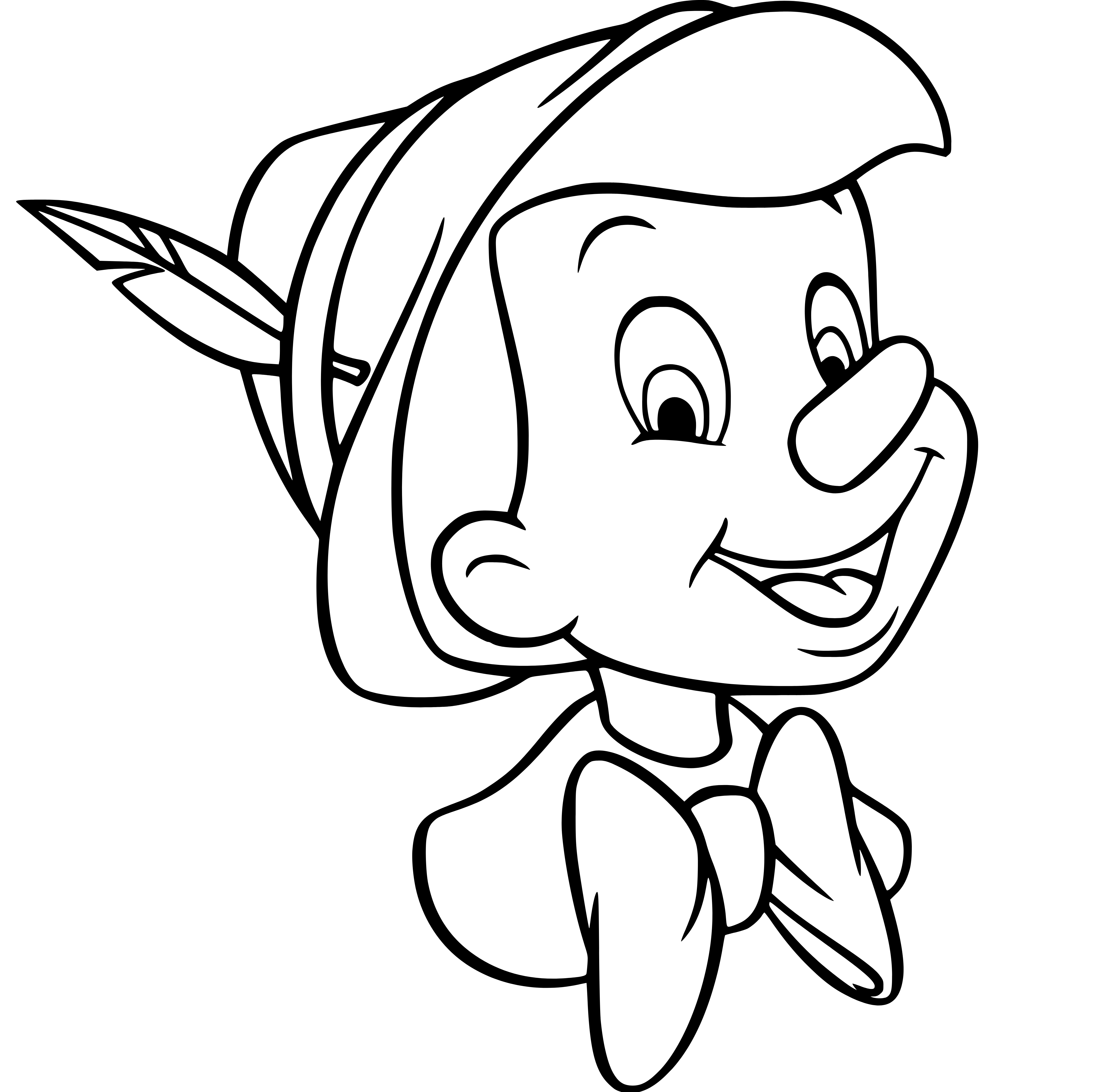 Pinocchio Face Black White Picture to Color - SheetalColor.com