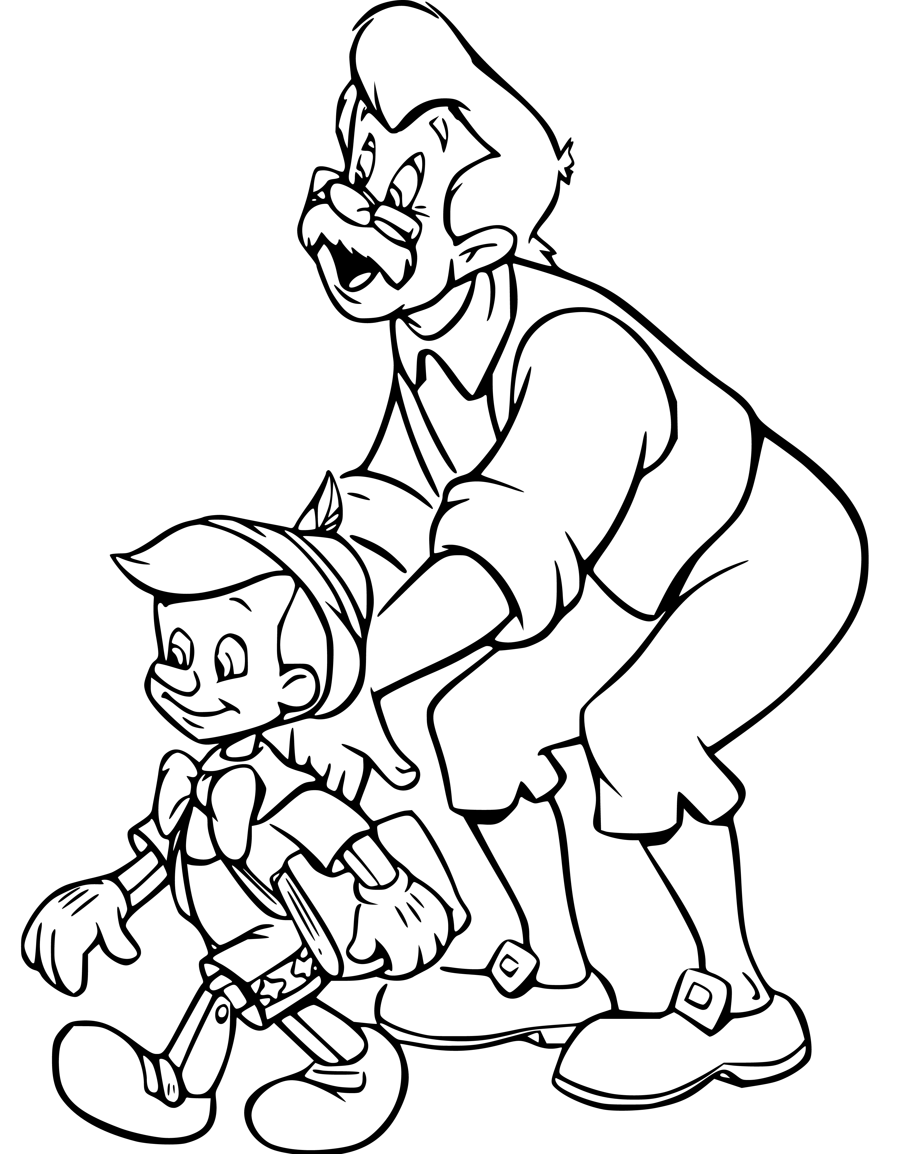 Geppetto and Pinocchio Coloring Pages for Kids - SheetalColor.com