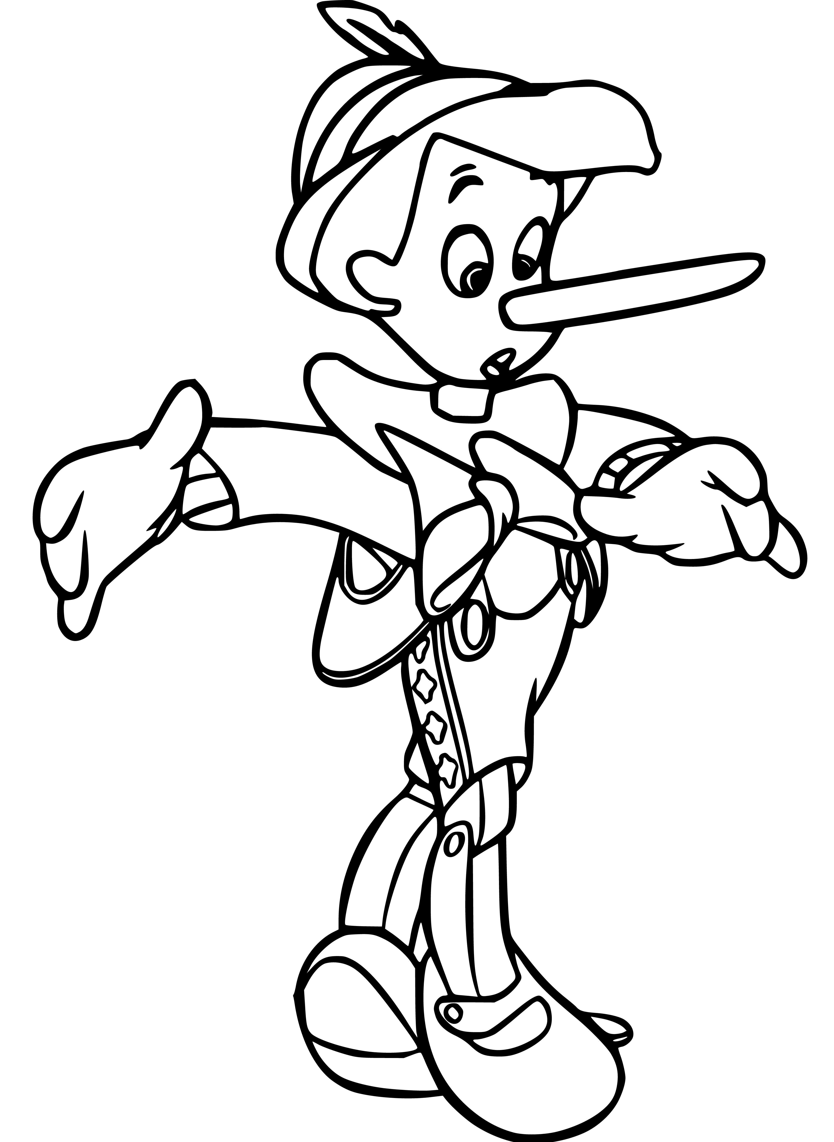 Pinocchio Long Nose Sketching to Color - SheetalColor.com