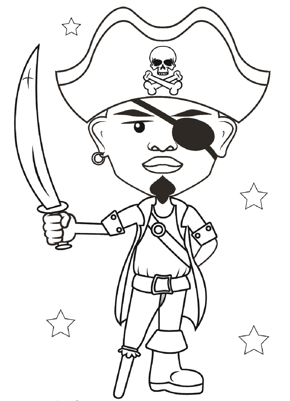 Pirate with Sword Coloring Pages for kids - SheetalColor.com