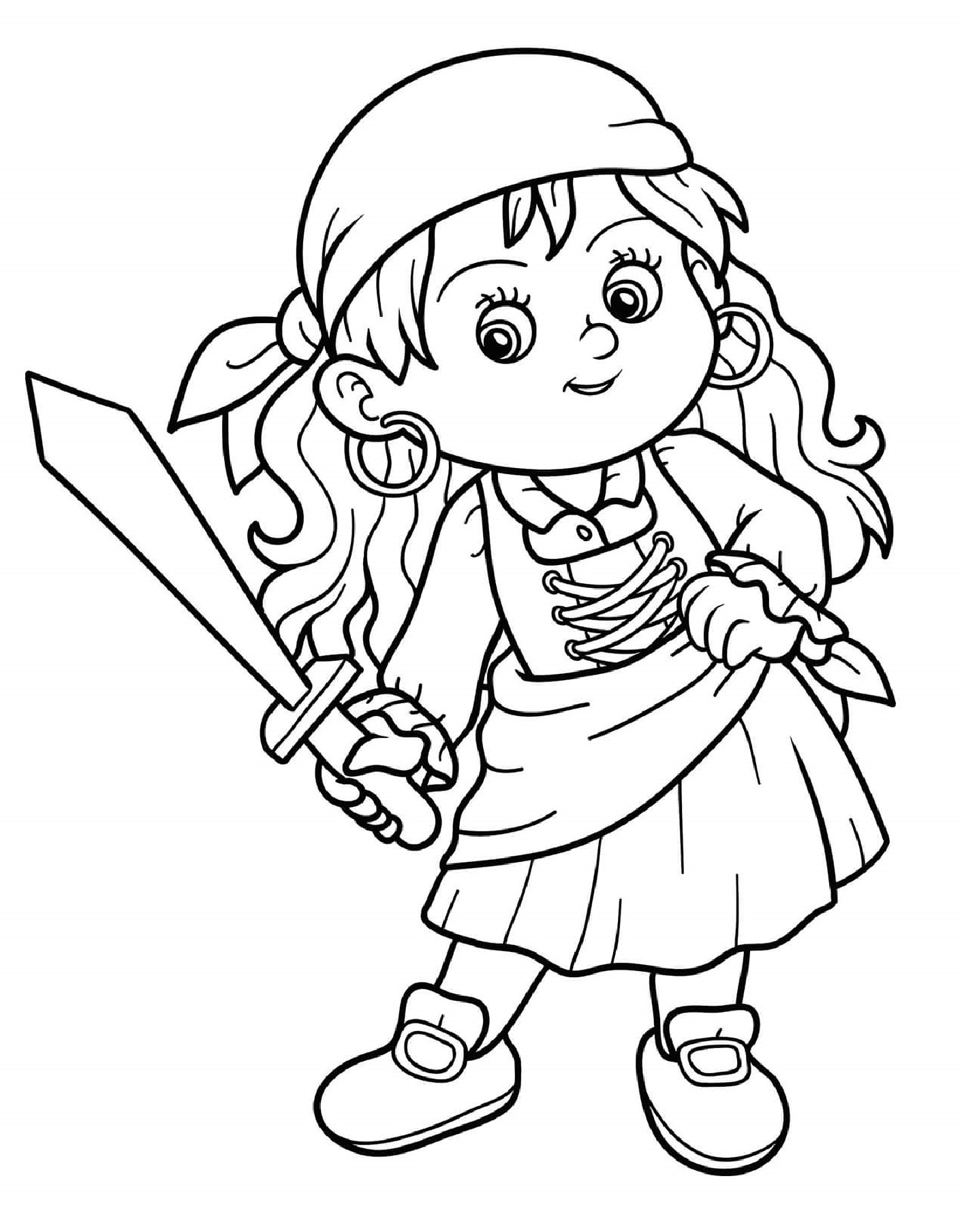 Girl Pirate Coloring Pages for kids - SheetalColor.com