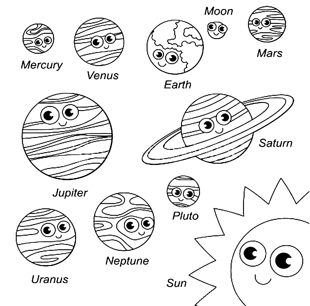 Planets And Space Solar System Coloring Pages - SheetalColor.com