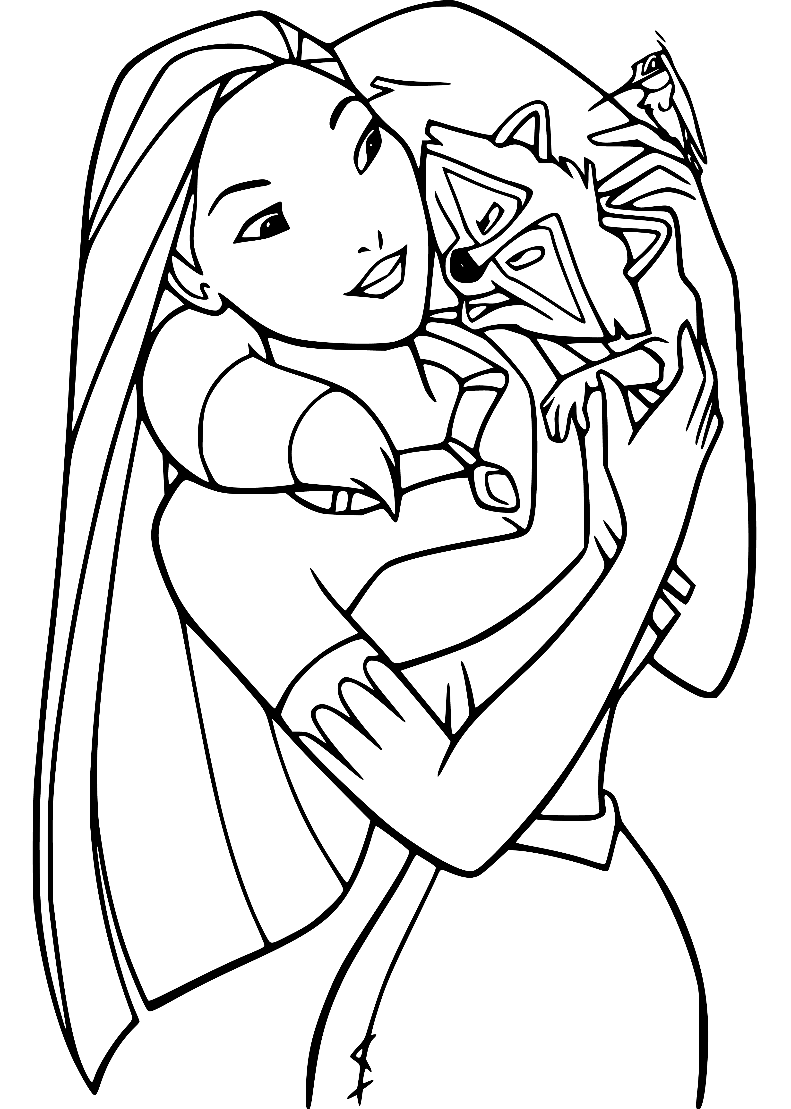 Pocahantos, Flit and Miko Coloring Page for Kids - SheetalColor.com