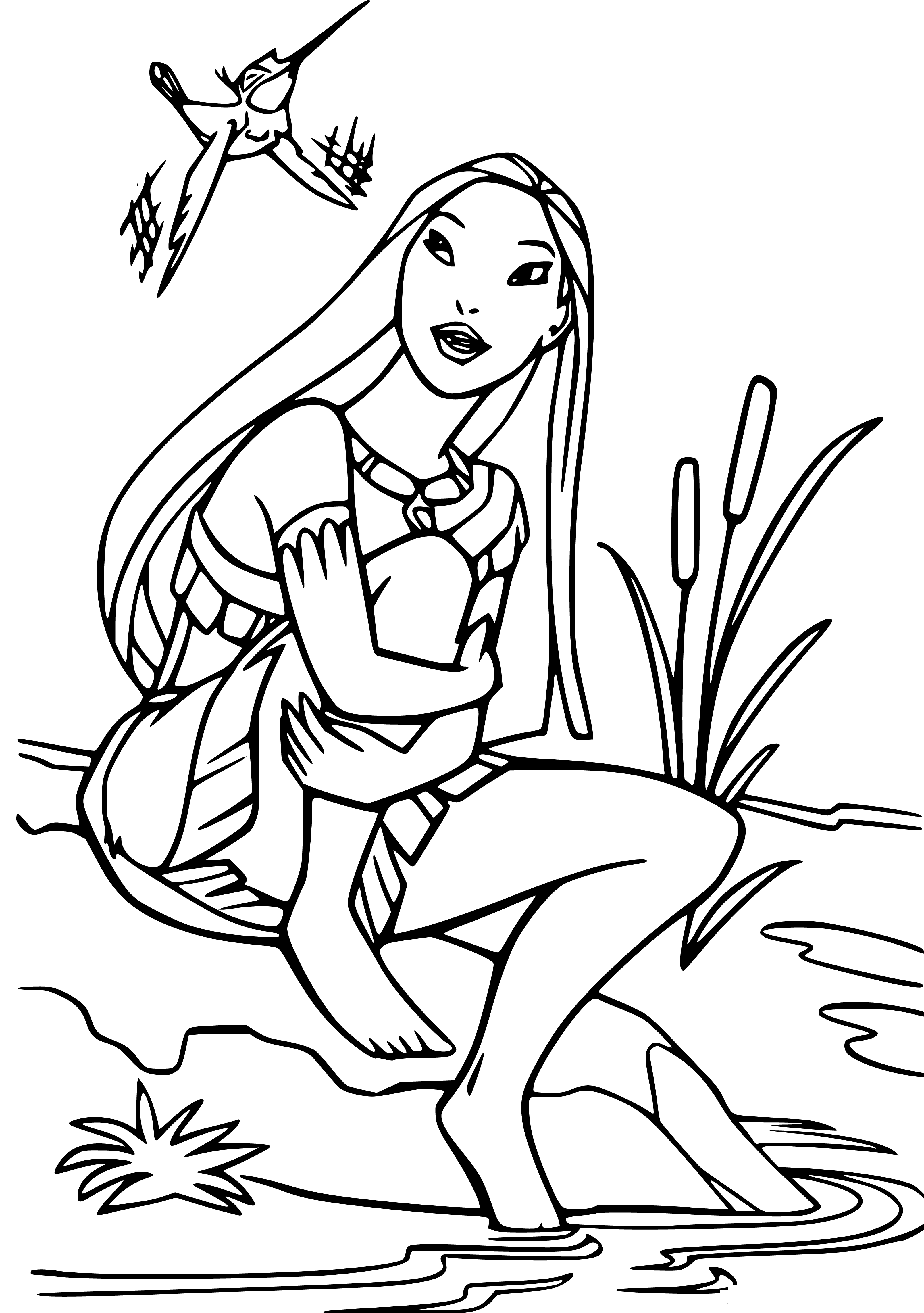 Pocahantos Sketching to Color - SheetalColor.com