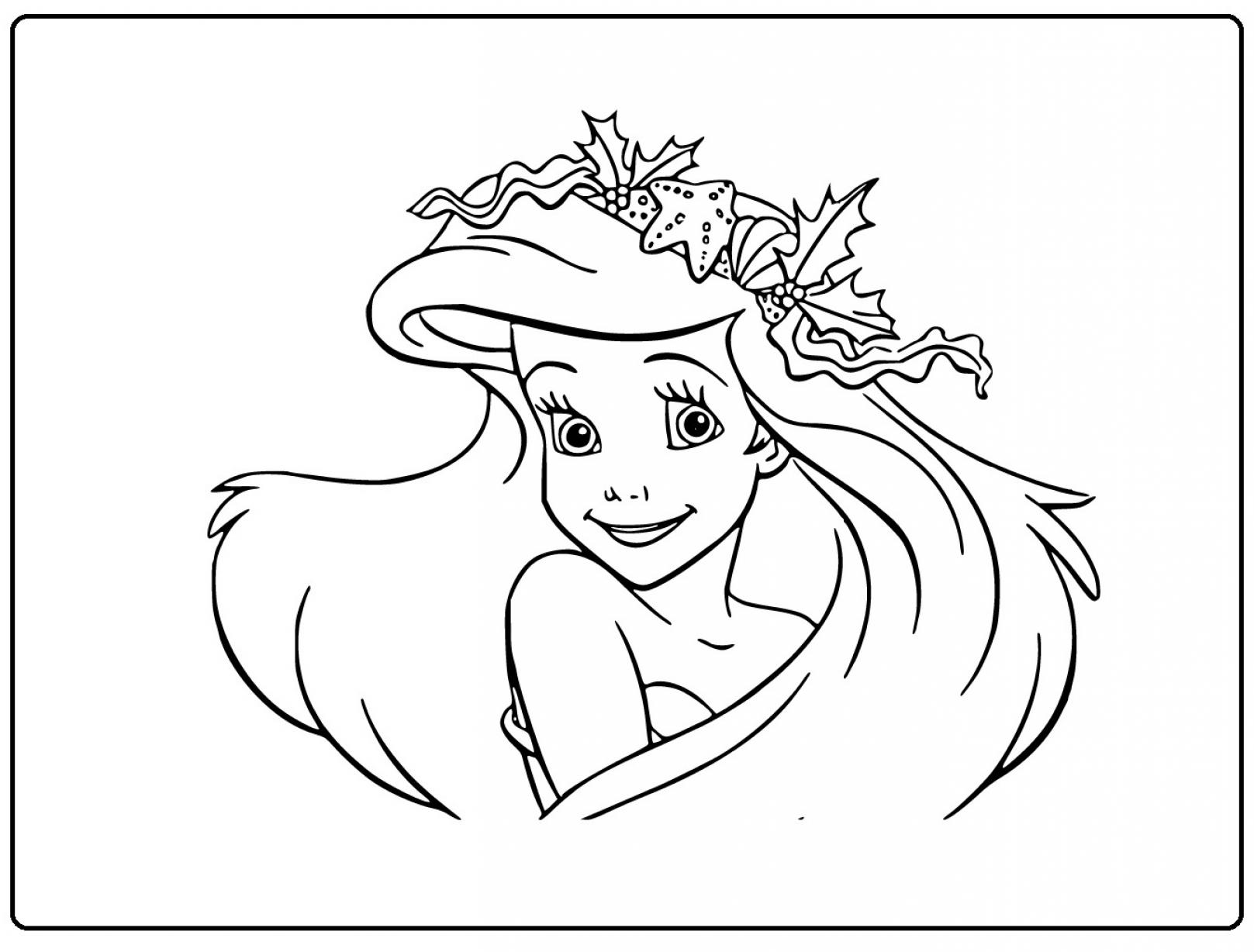 Princess Ariel Head  The Little Mermaid Coloring Page for kids - SheetalColor.com