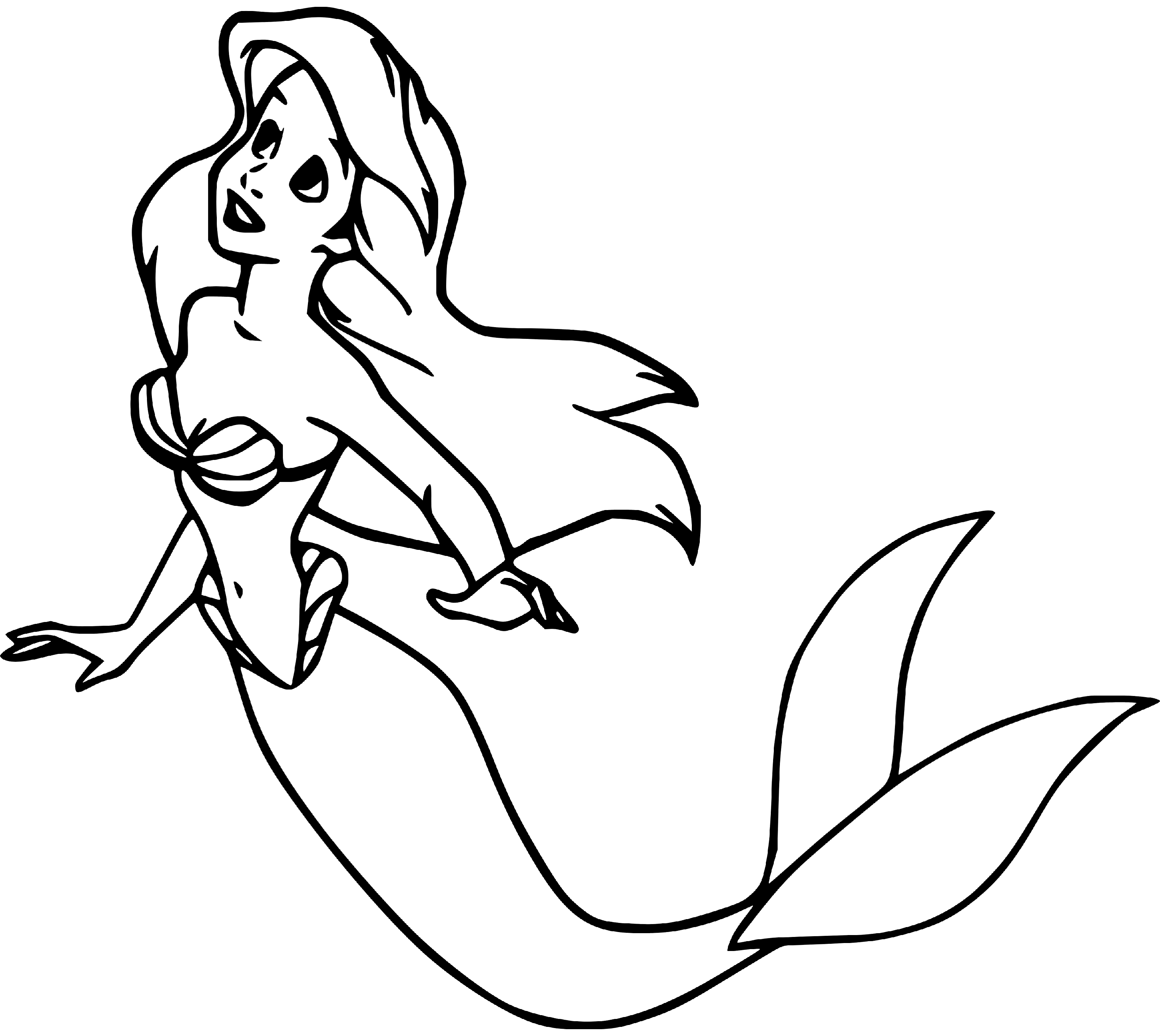 Princess Ariel Coloring Page easy and simple for kids - SheetalColor.com