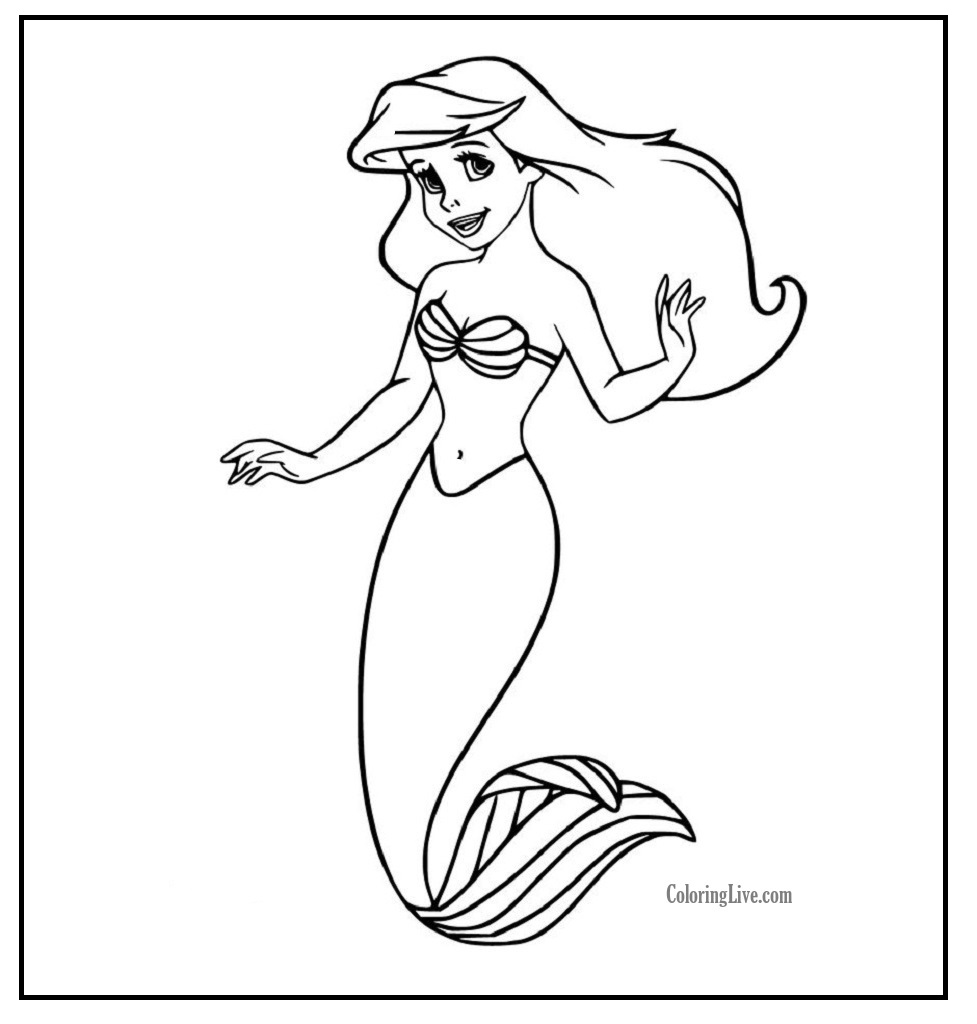 Princess Ariel The Little Mermaid Coloring Page Printable - SheetalColor.com