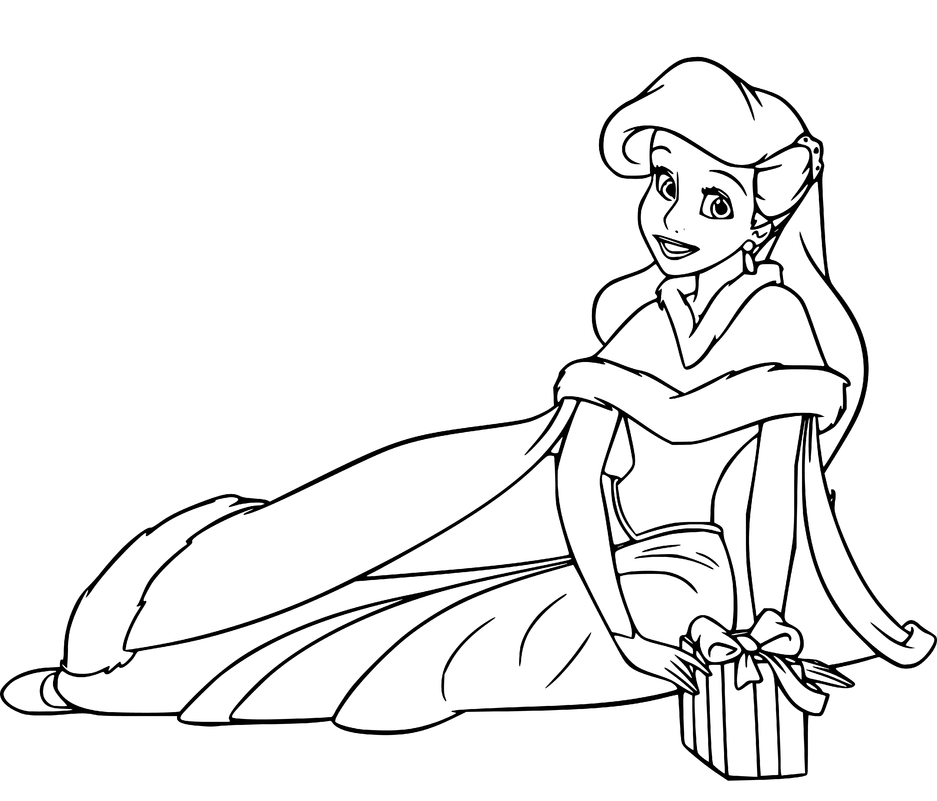 Princess Ariel as Human and a Gift Coloring Sheet - SheetalColor.com