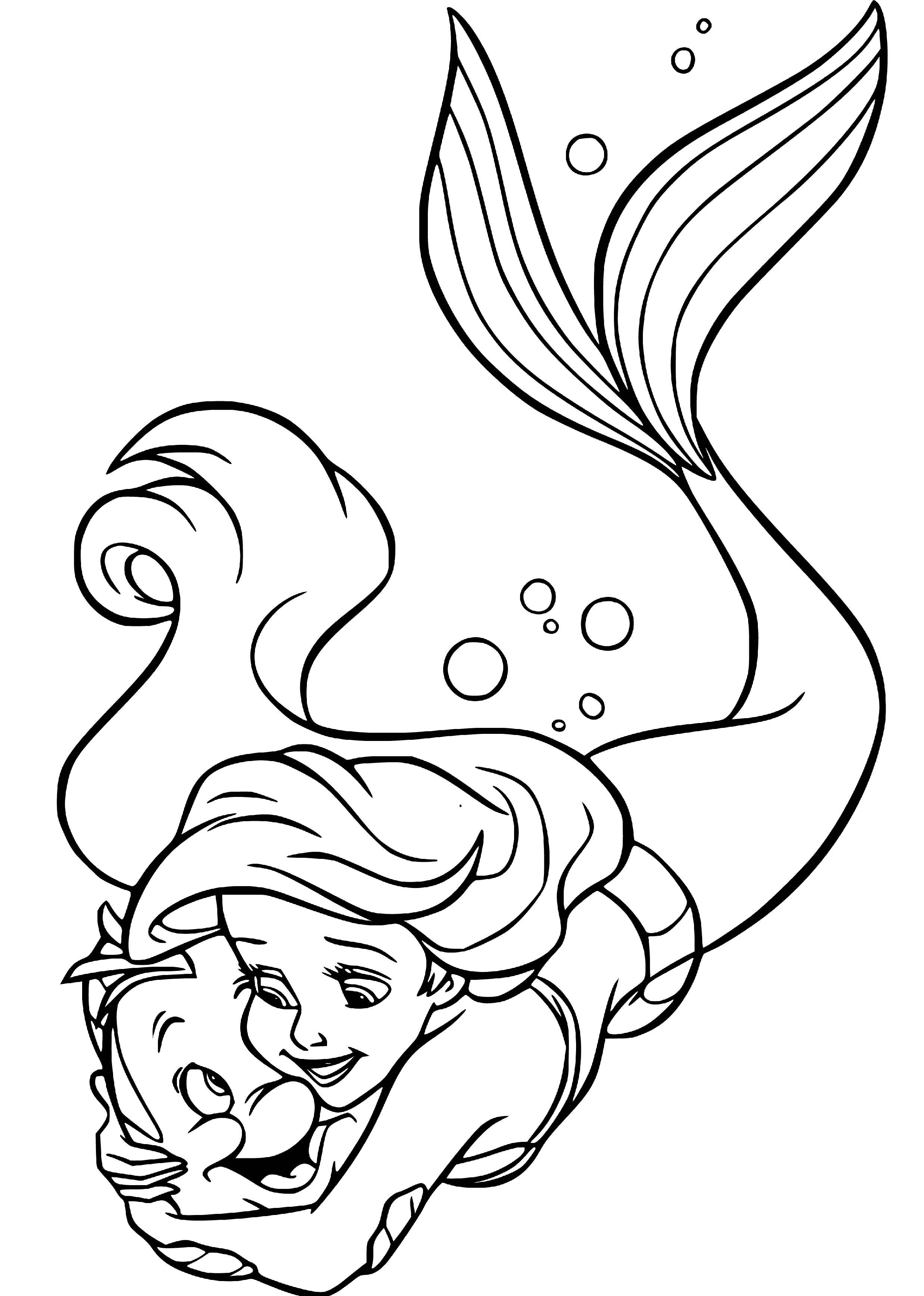 The Little Mermaid and Flounder Coloring Page for Kids Printable - SheetalColor.com