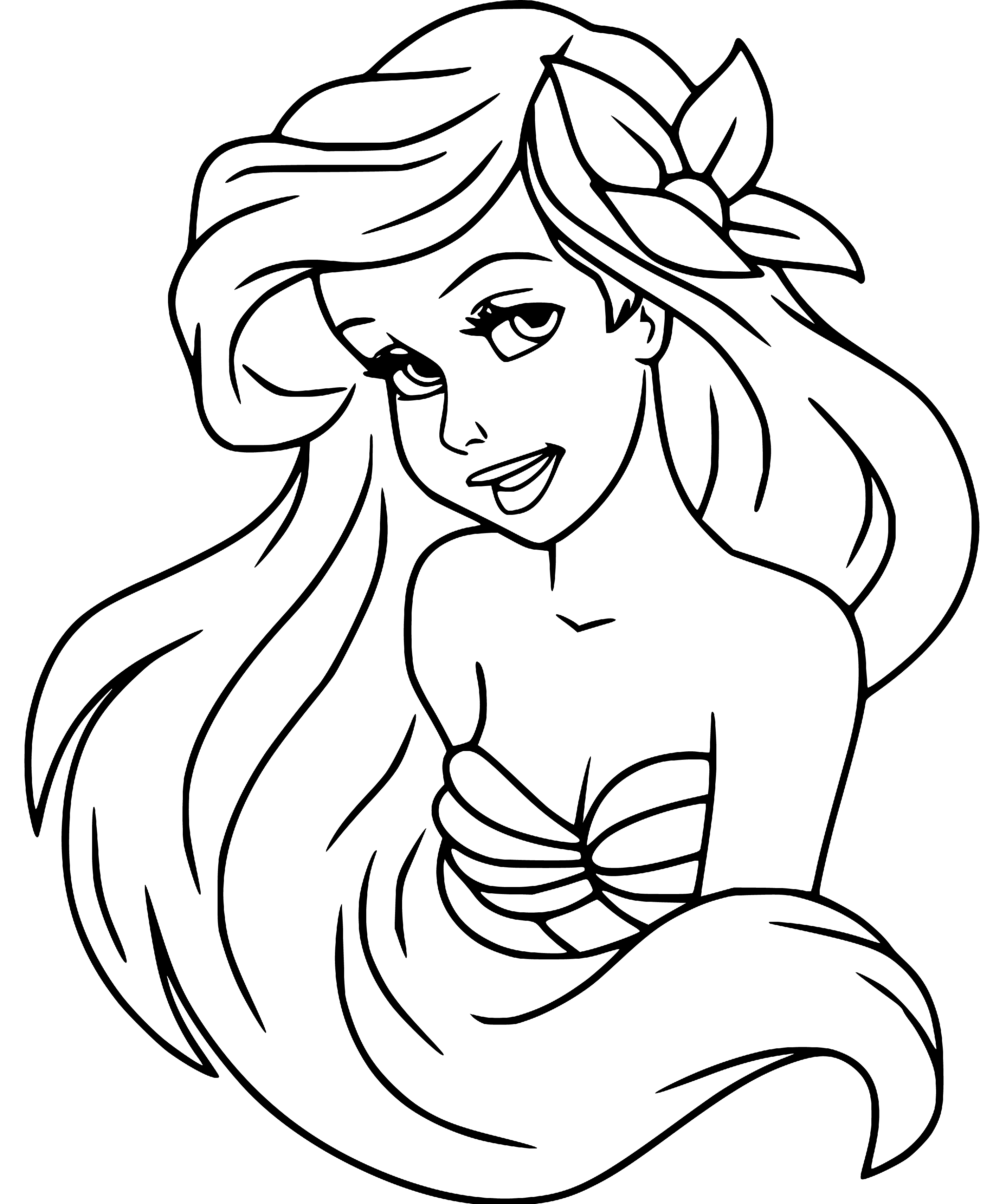 Printable Princess Ariel The Little Mermaid Coloring Sheets Easy For 