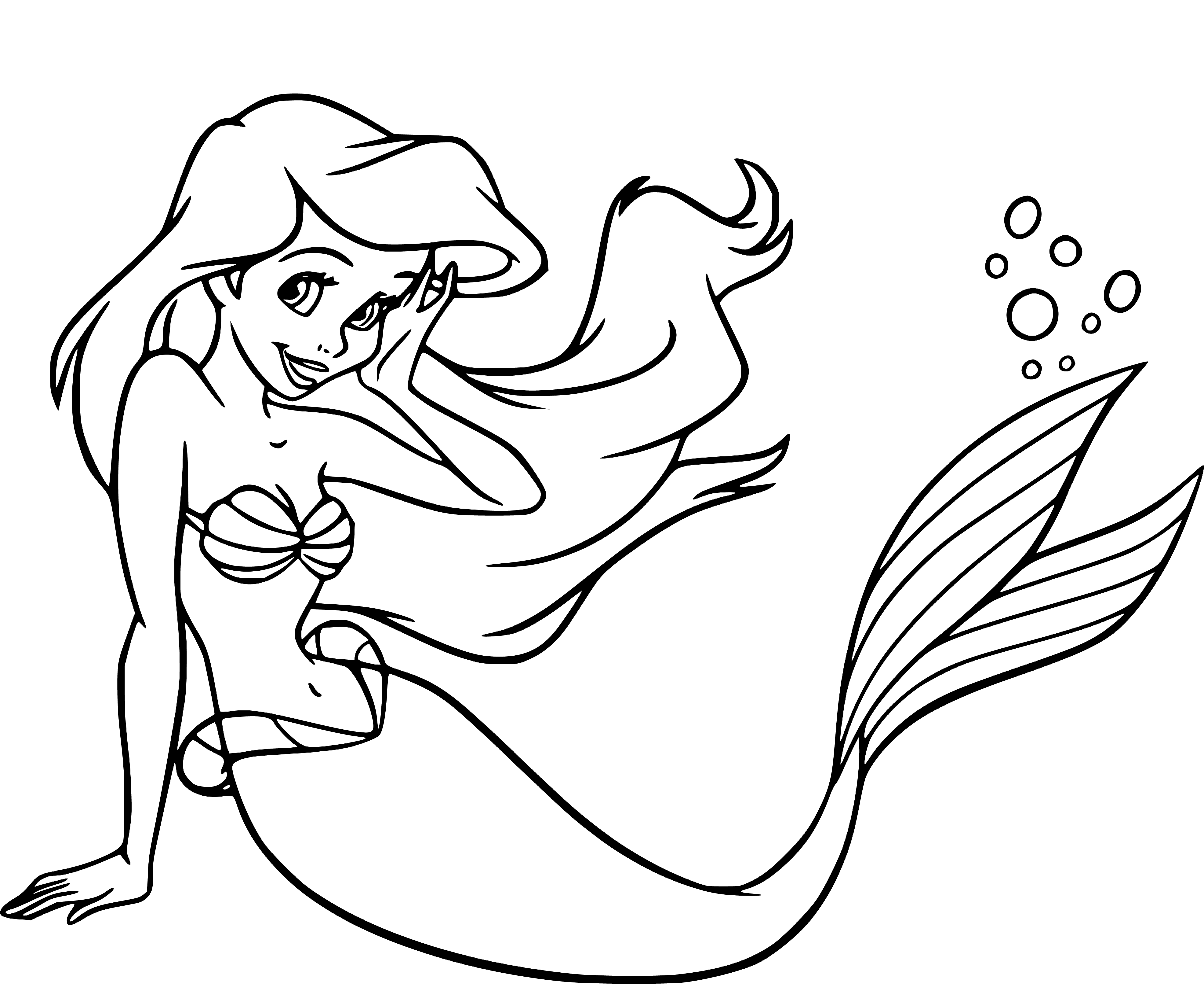 Shy Little Mermaid Coloring Page for Kids - SheetalColor.com