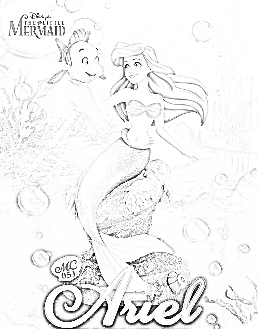 Princess Ariel Sketch (The Little Mermaid) Coloring Page - SheetalColor.com