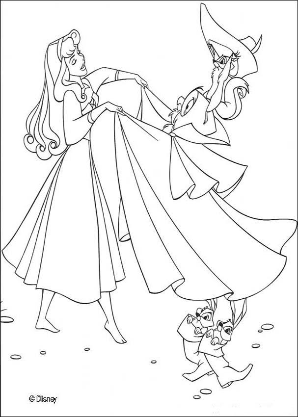 Princess aurora with her animal friends coloring pages - SheetalColor.com