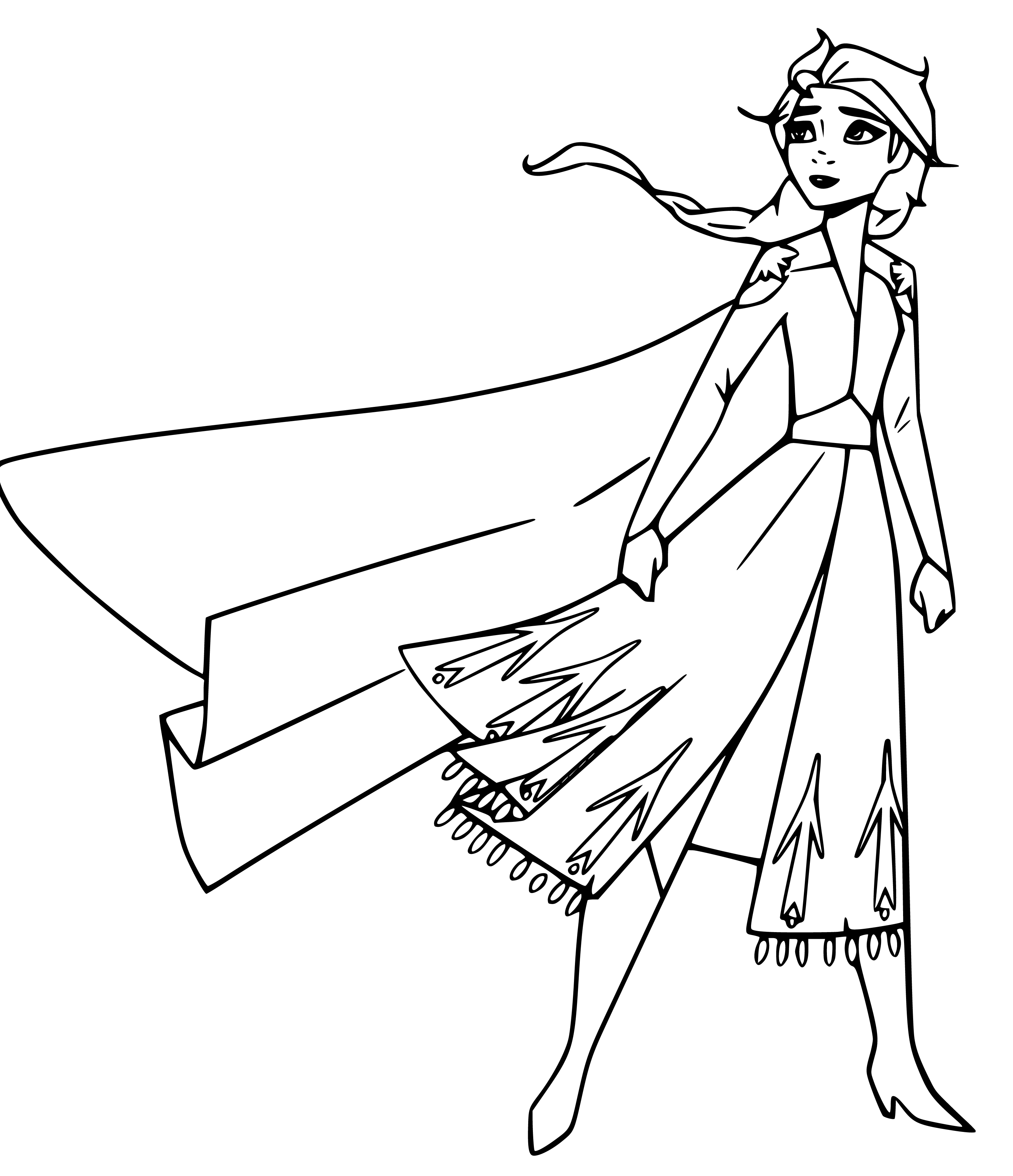 Princess Elsa in the Wind Coloring Sheet - SheetalColor.com