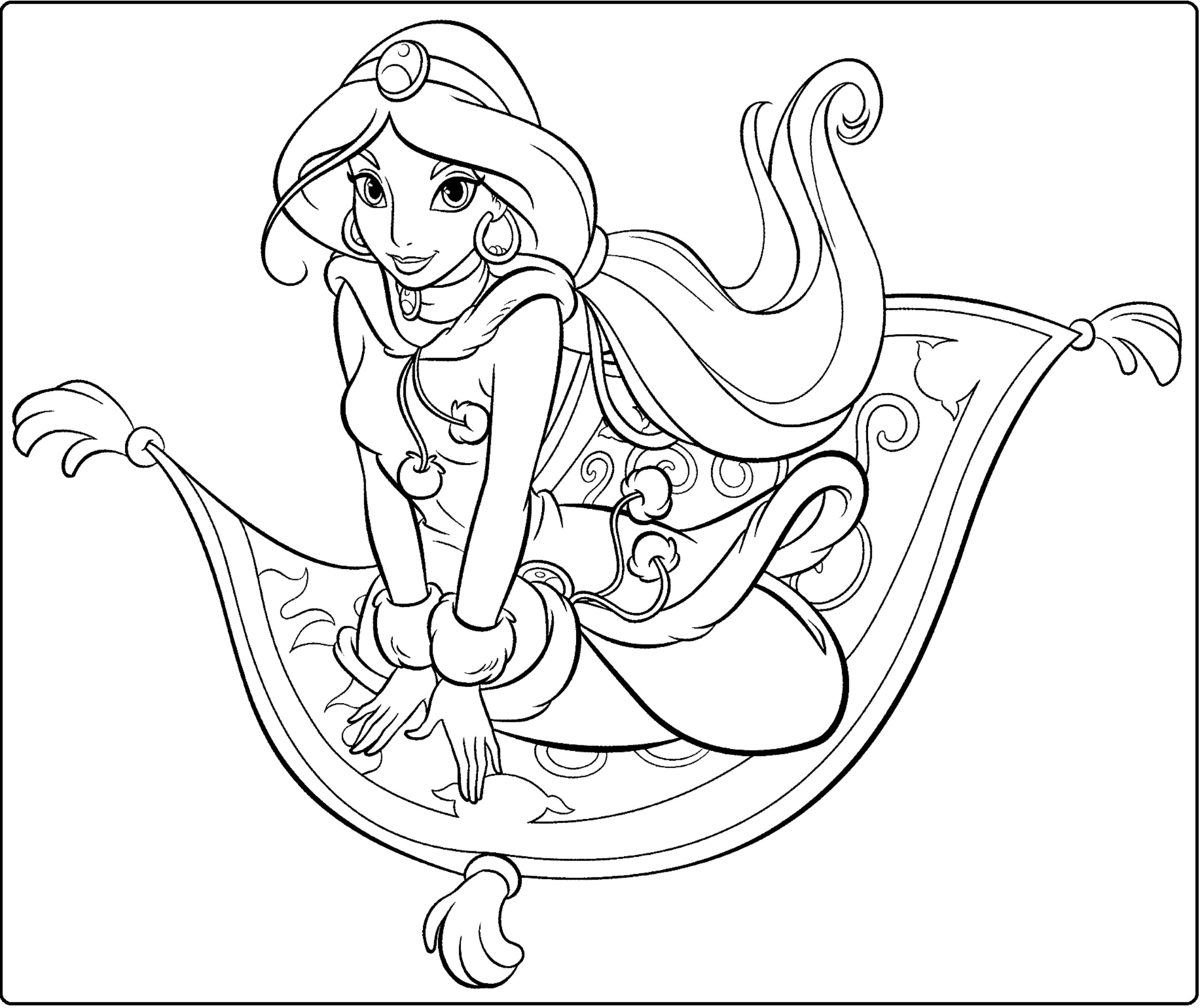Princess Jasmine Flying Carpet Coloring Page - SheetalColor.com