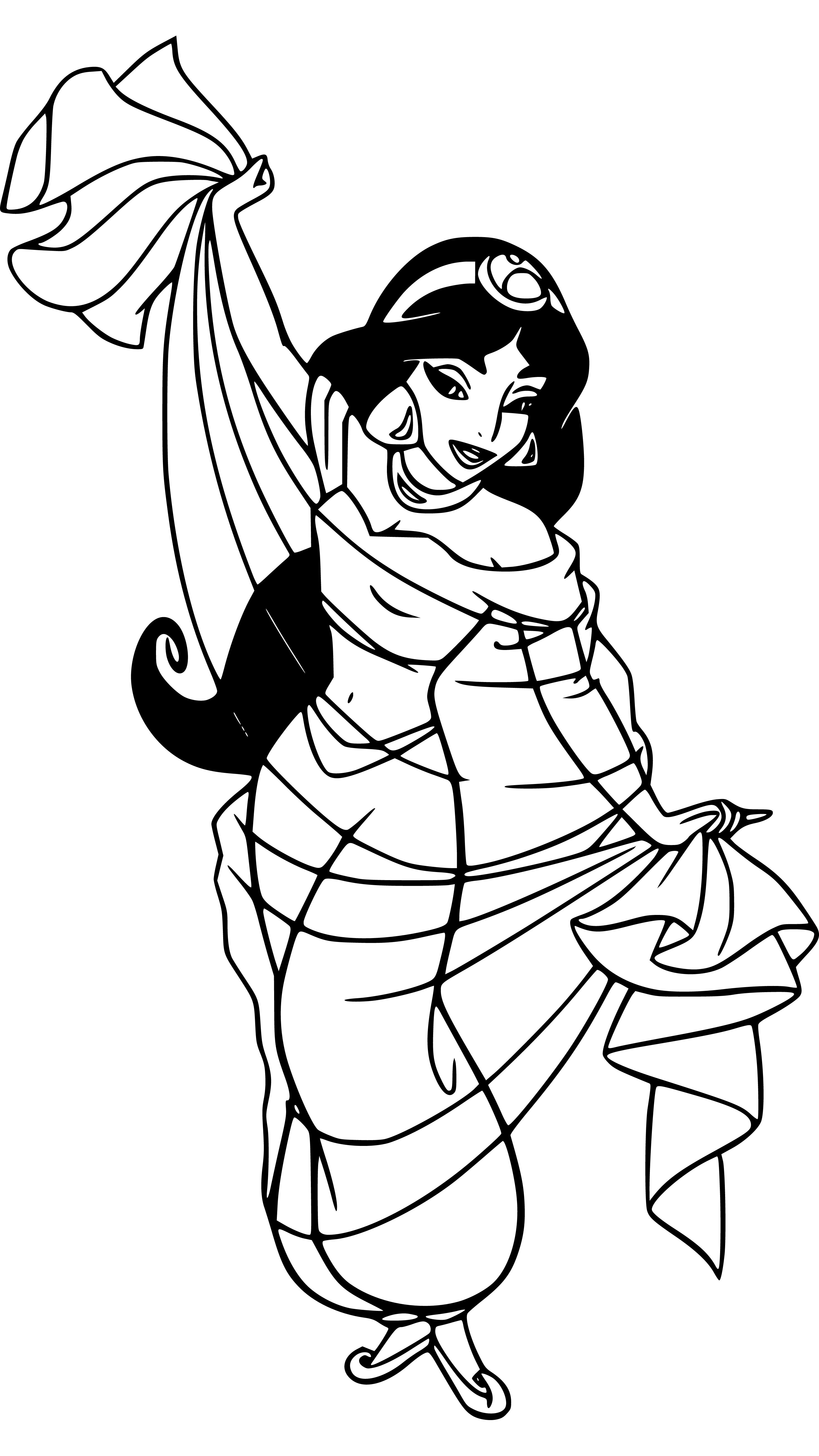 Princess Jasmine Empty blank outline to color for kids - SheetalColor.com