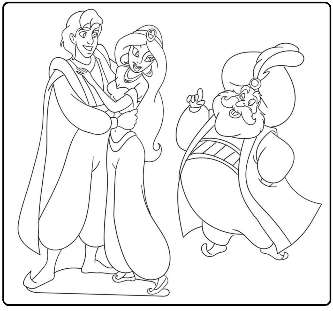 Princess Jasmine and Prince Aladdin Coloring Page - SheetalColor.com