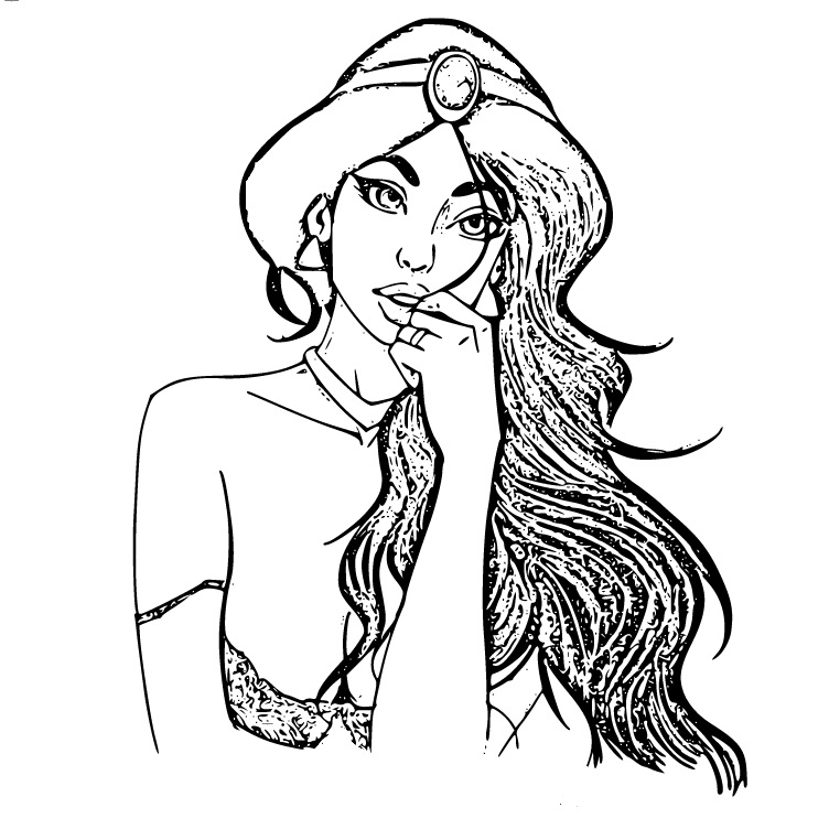 Princess Jasmine as Real Girl coloring Page - SheetalColor.com
