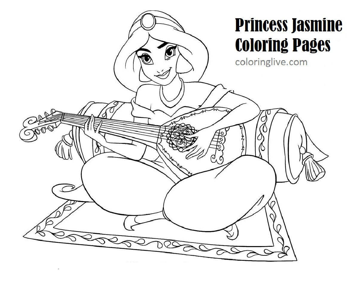 Princess Jasmine as Musician Coloring Page 9 - SheetalColor.com