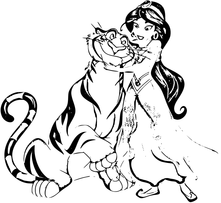 Princess Jasmine and Rajah coloring page - SheetalColor.com