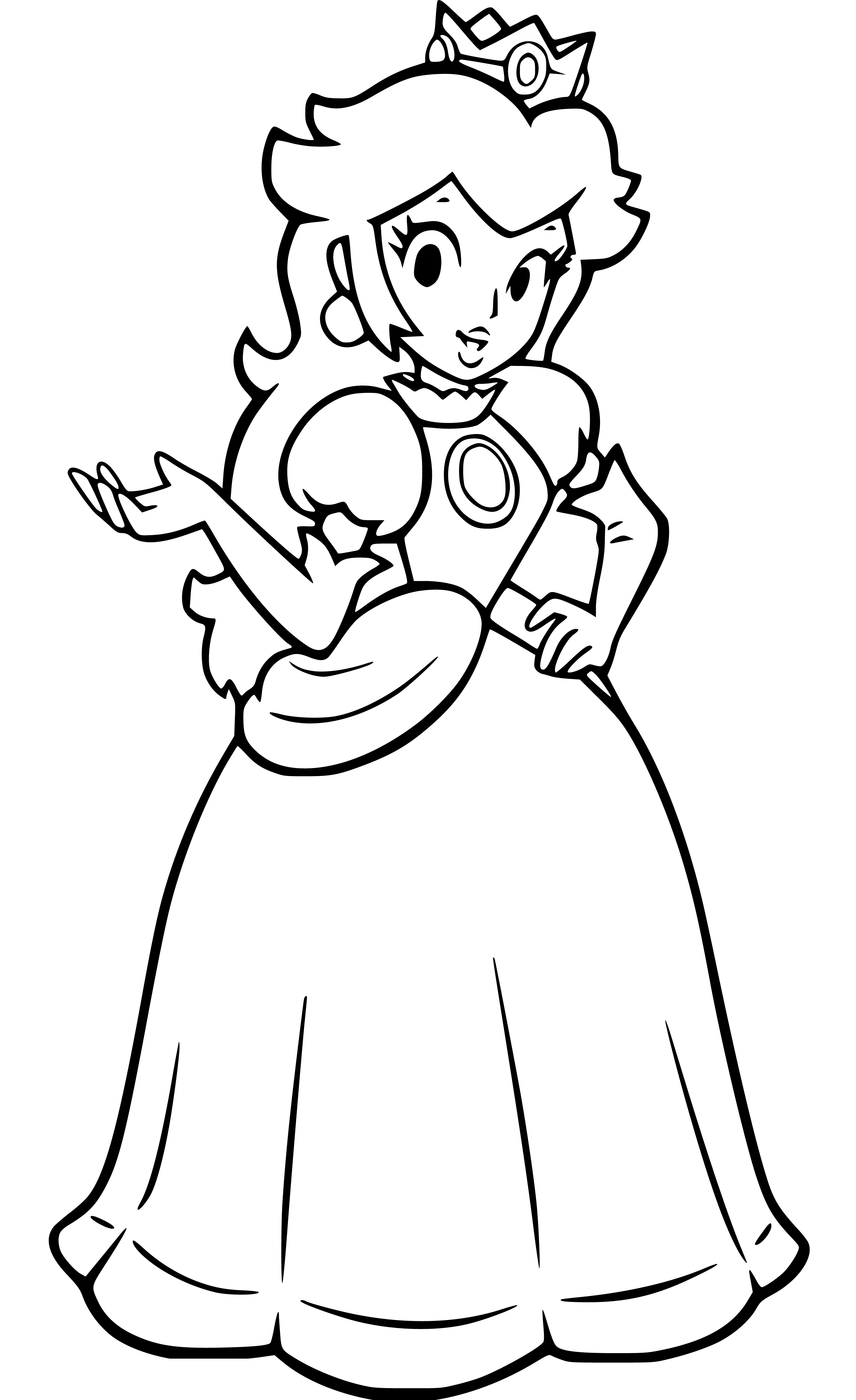 Beautiful Princess Peach Coloring Page for Kids Printable Free - SheetalColor.com