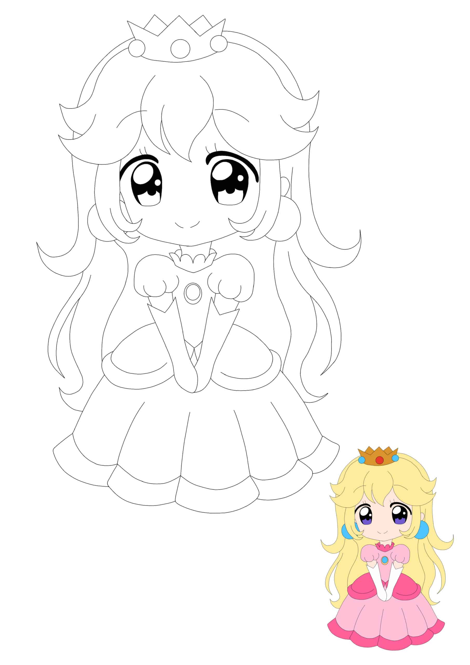 Princess Peach Anime Coloring Pages - SheetalColor.com