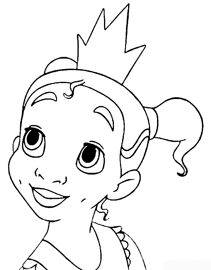Free Princess Tiana as Baby Girl Coloring Page Printable Free - SheetalColor.com