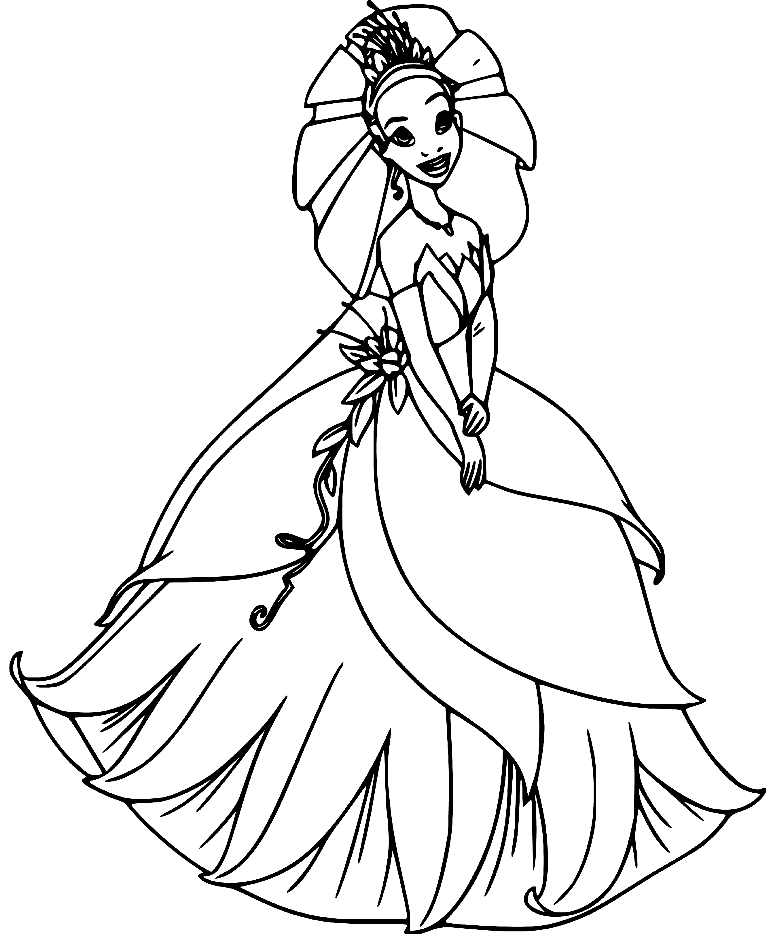 Lovely Princess Tiana Coloring Sheets for Kids Printable - SheetalColor.com