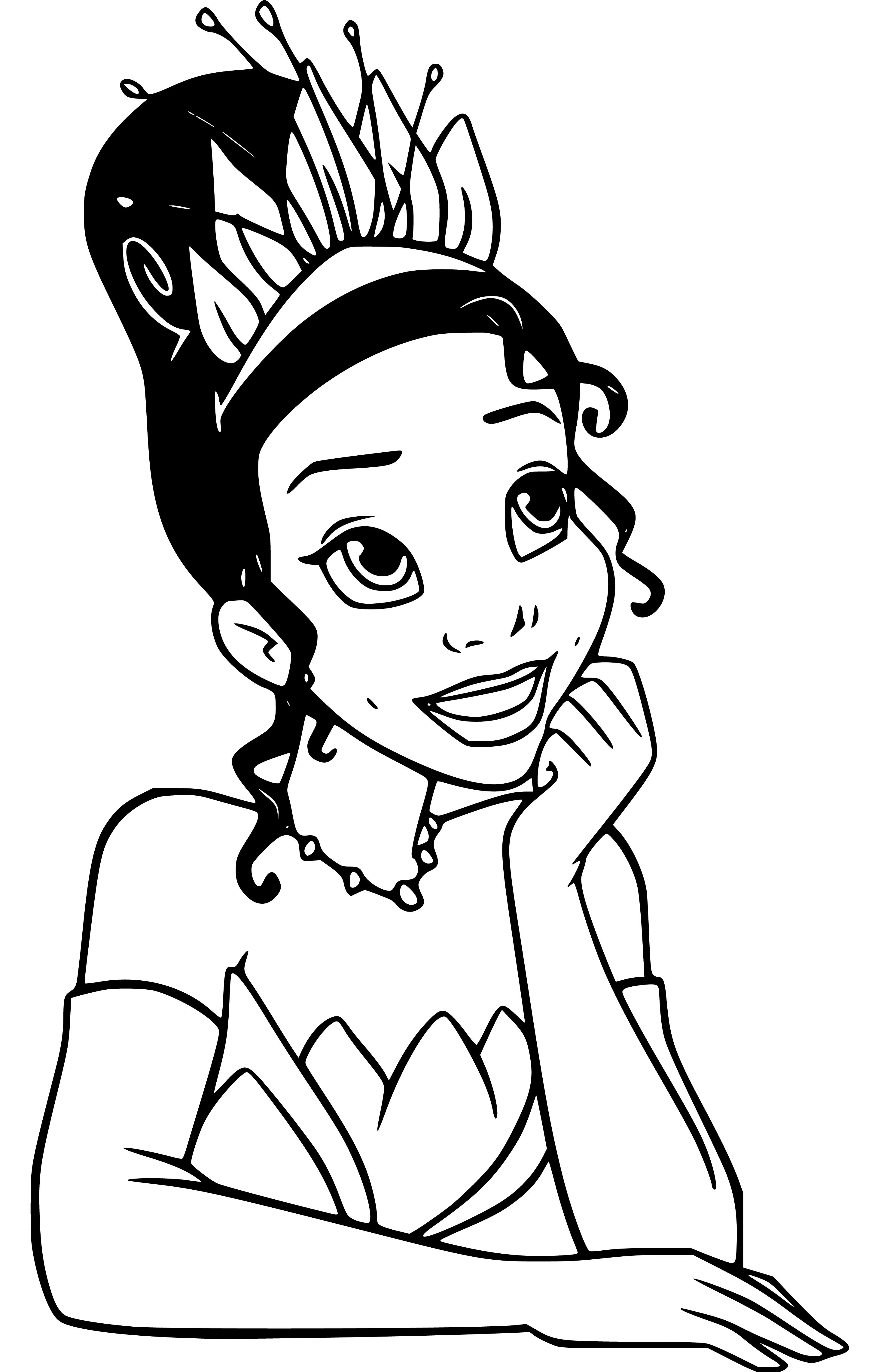 Princess Tiana sketching to color - SheetalColor.com