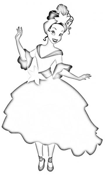 Princess Tiana Elegant Dress Dancing Coloring Page - SheetalColor.com