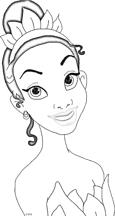 Beautiful Princess Tiana Coloring Page - SheetalColor.com