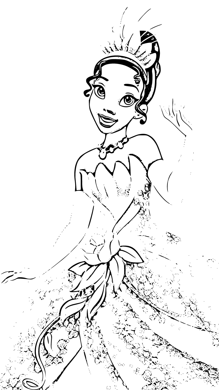 Innocent Princess Tiana Coloring Page - SheetalColor.com