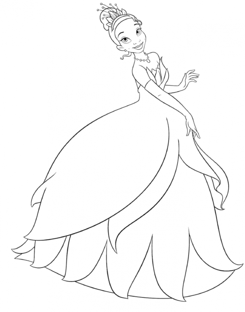 Princess And The Frog Coloring Pages To Print (Tiana) - SheetalColor.com