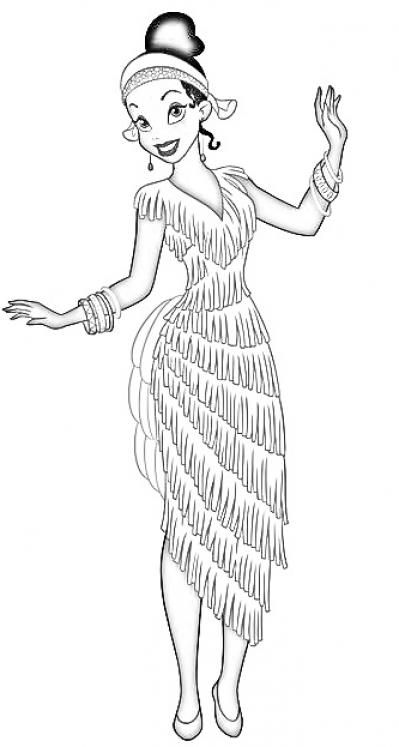 Princess Tiana Summer Dress Coloring Page - SheetalColor.com