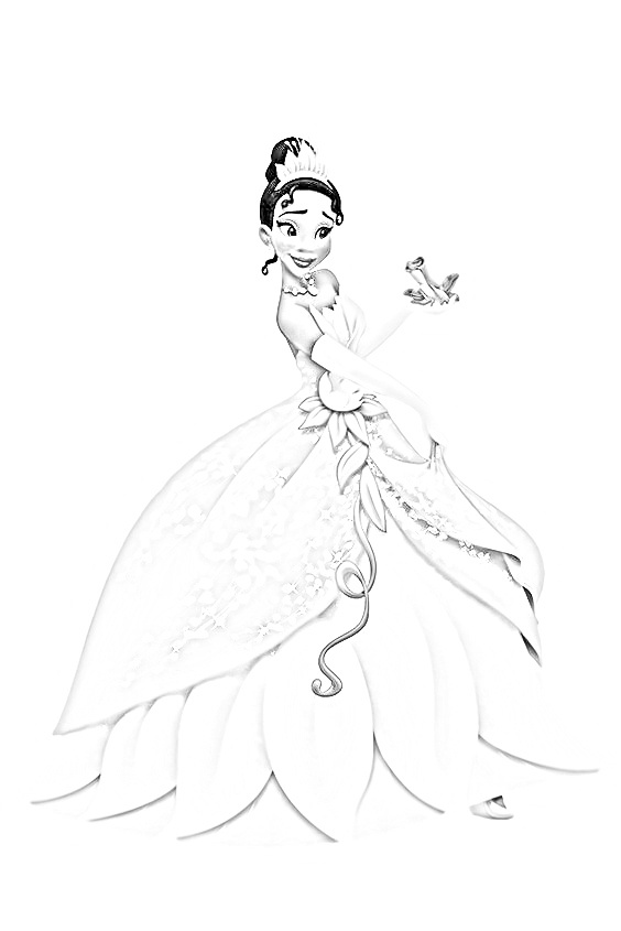 Princess Tiana Pencil Sketch for Coloring Page - SheetalColor.com