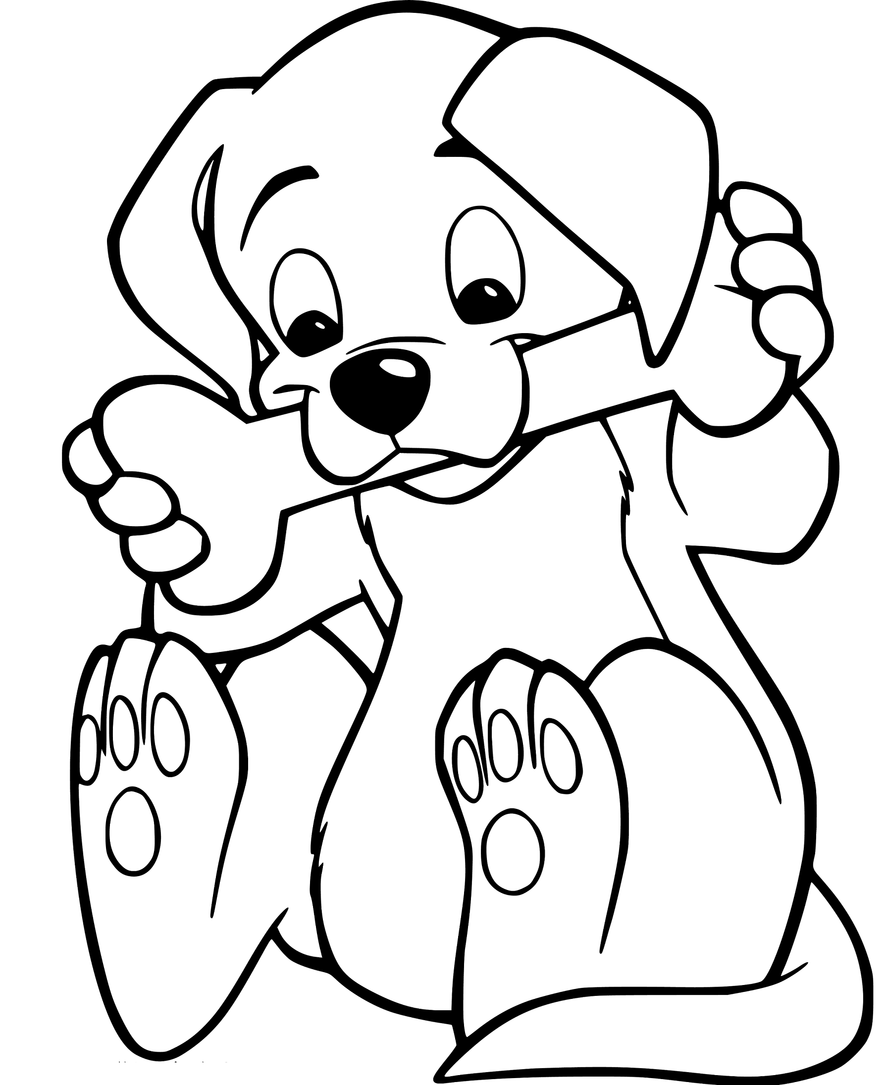 Puppy and Bone Coloring Page Easy for Children - SheetalColor.com