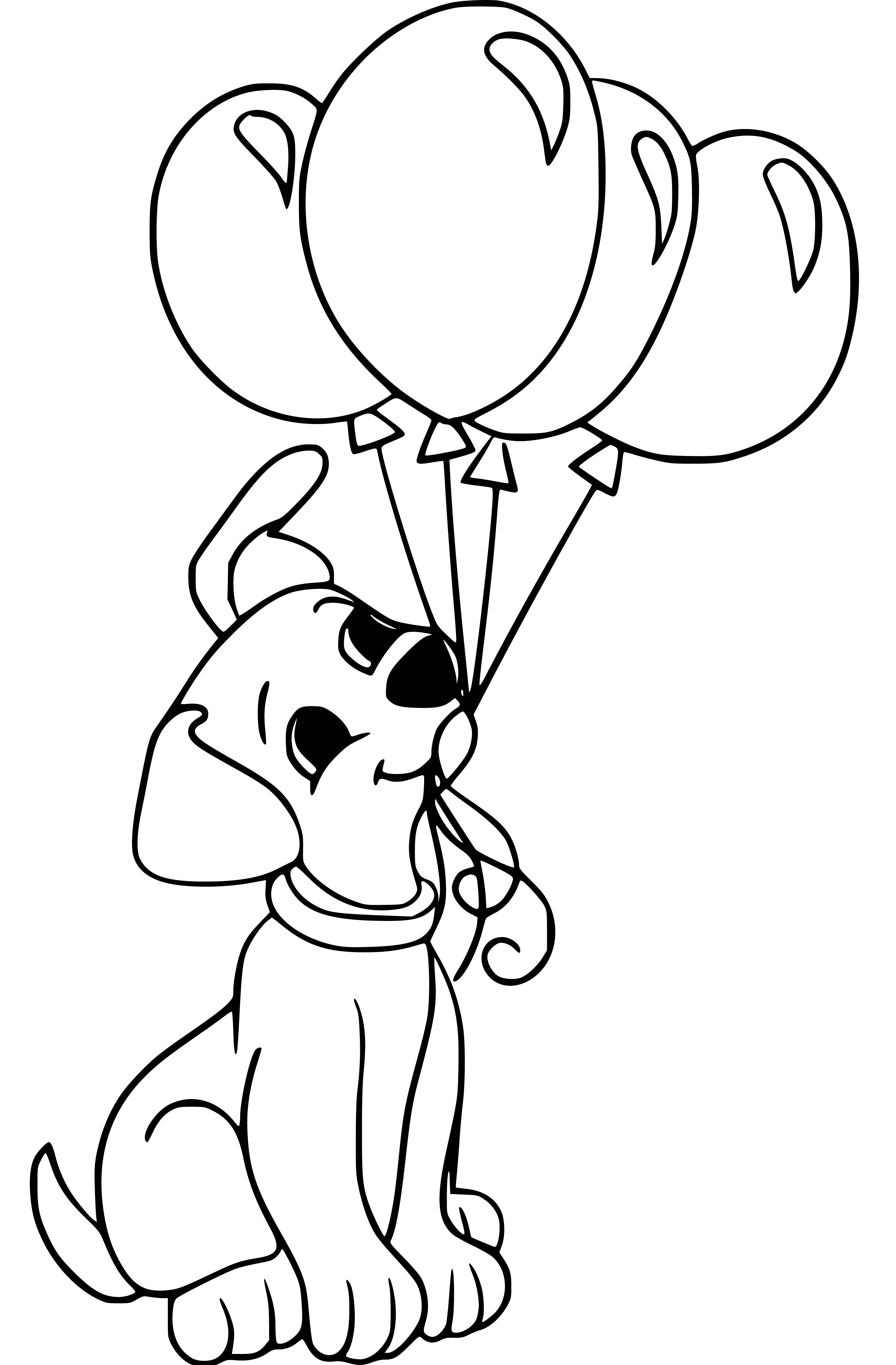 Puppy holding baloons Coloring Page for Children - SheetalColor.com