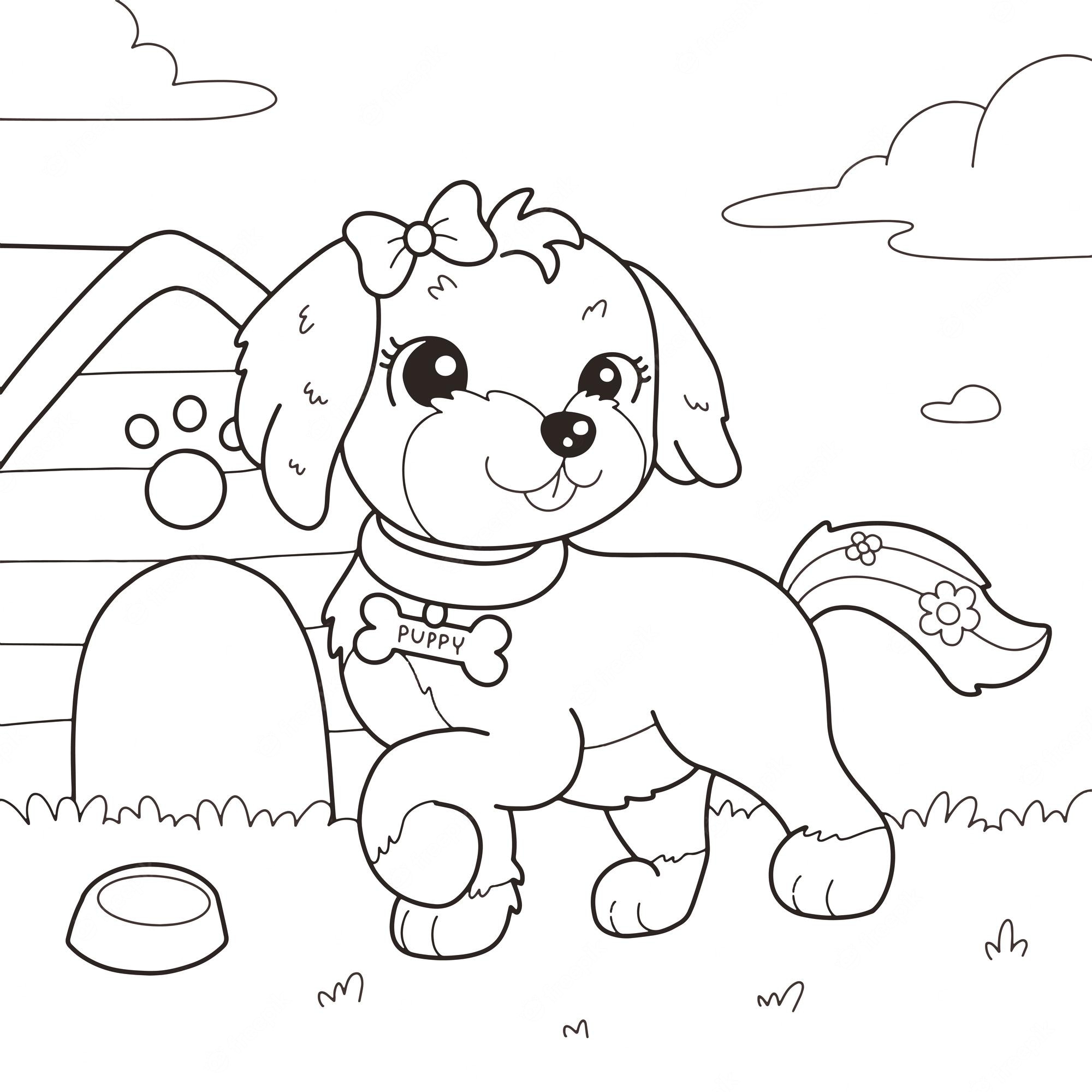 Premium Vector | Cockapoo puppy coloring page