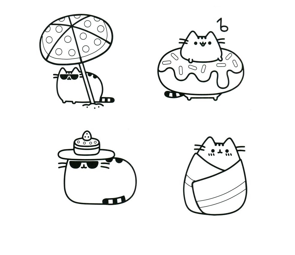 Pusheen Coloring Sheets Easy For Kids Simple To Color And Printable