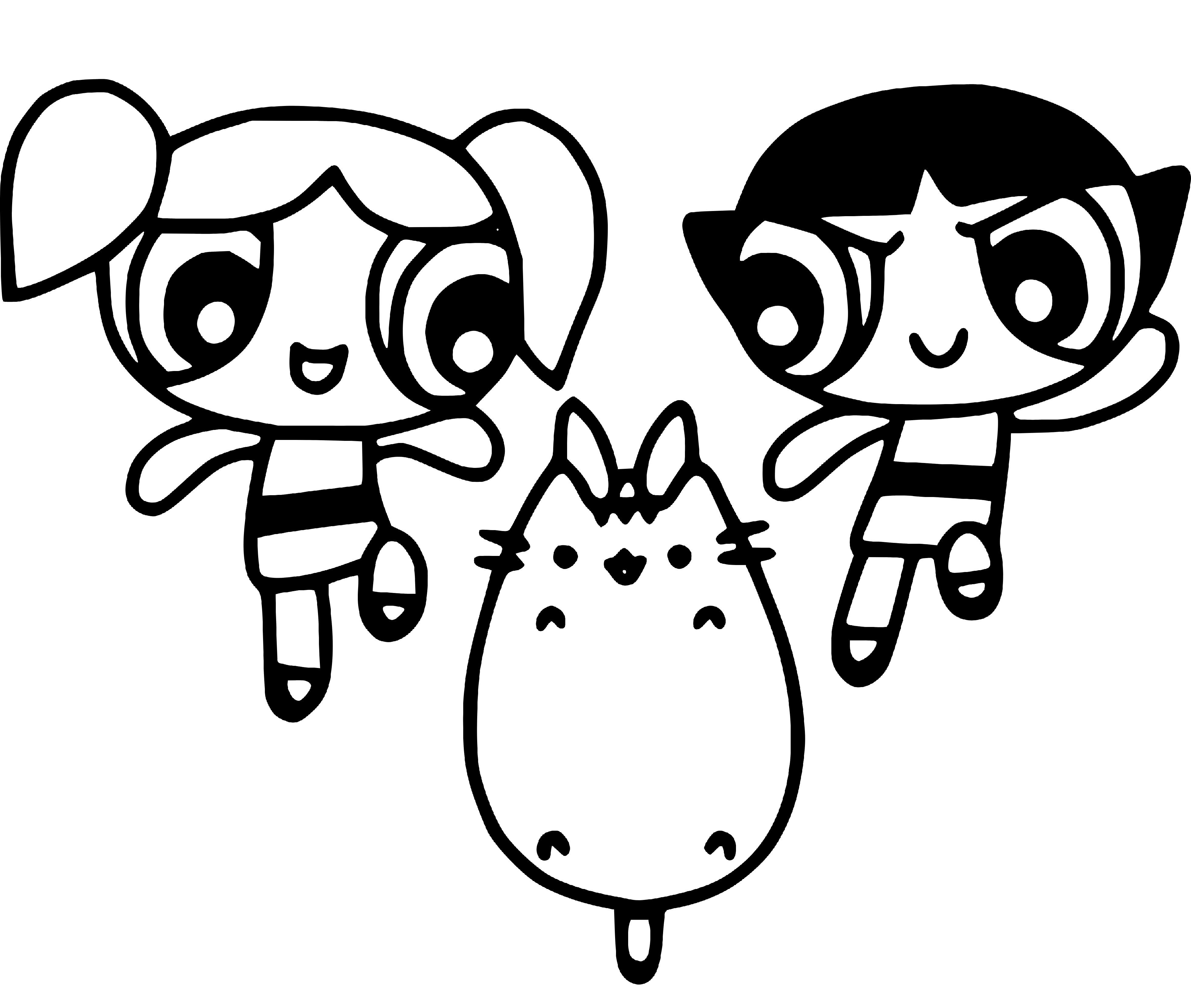 Powerpuff Girls and Pusheen coloring pages for Kids - SheetalColor.com