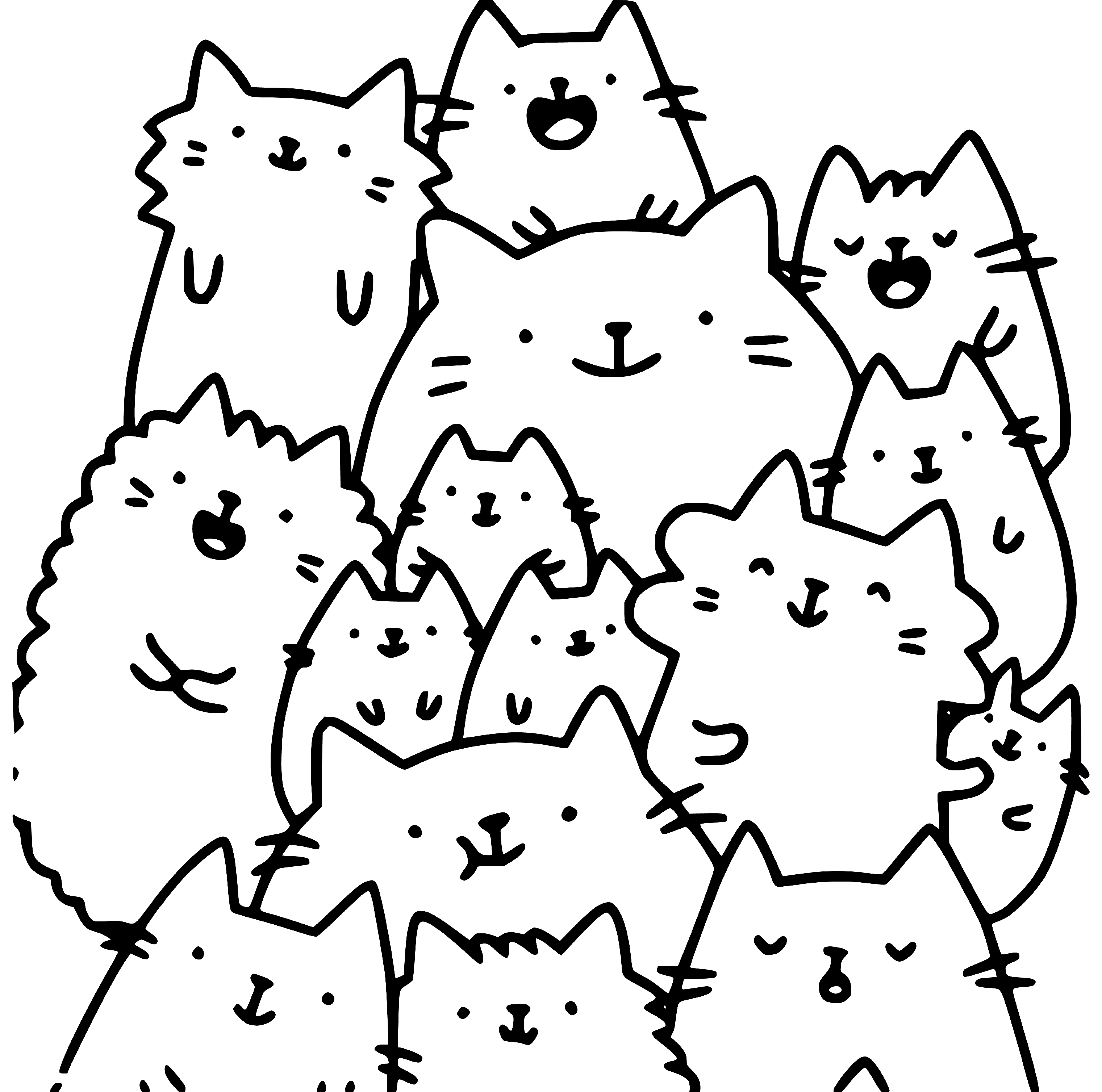 Various Pusheen Faces coloring sheet - SheetalColor.com