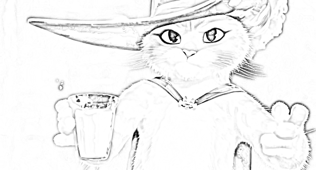 Puss in Boots Drinking Milk - The Last Wish Coloring Page - SheetalColor.com