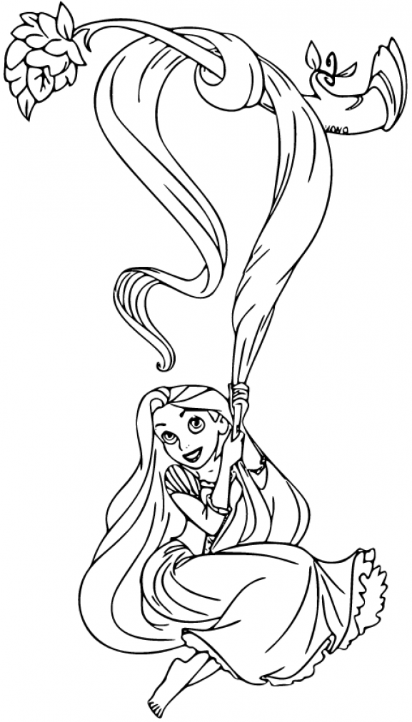 Printable Rapunzel Coloring Sheets Easy for Kids - Blank Outline ...