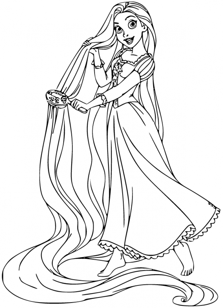 Printable Rapunzel Coloring Sheets Easy For Kids - Blank Outline 