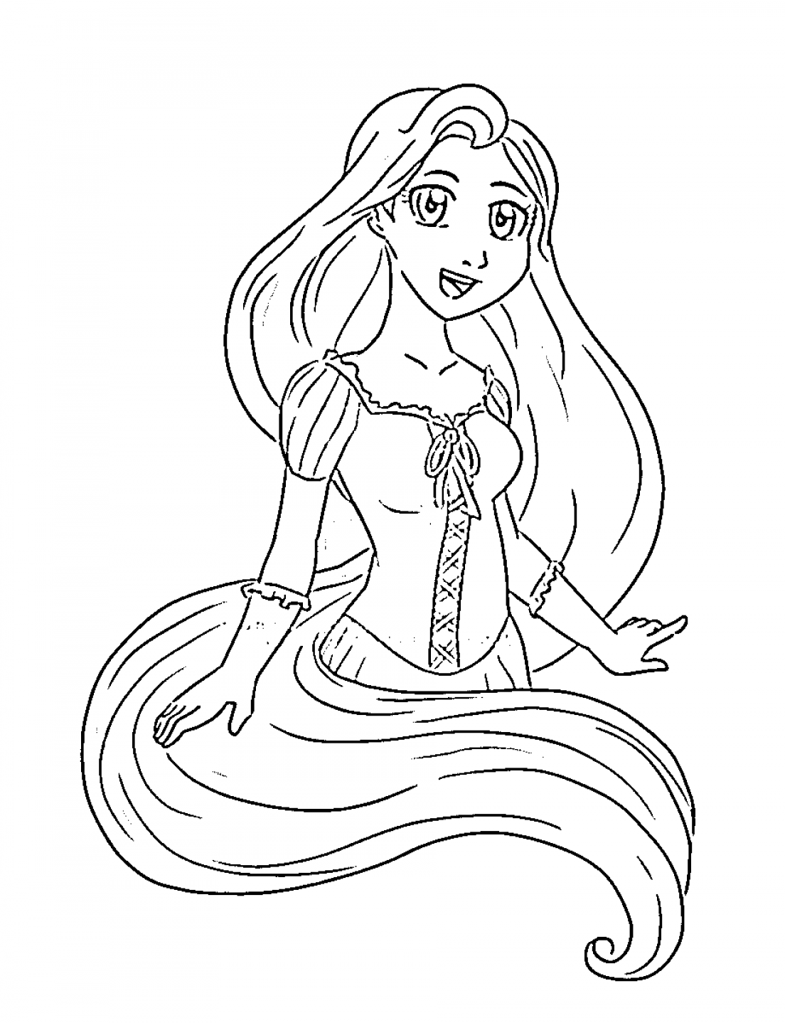 Printable Rapunzel Coloring Sheets Easy for Kids - Blank Outline ...