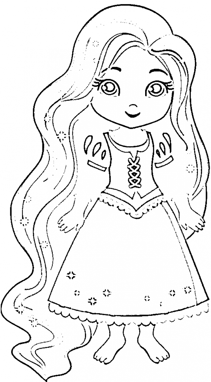 Rapunzel as Little Girl Coloring Pages - SheetalColor.com