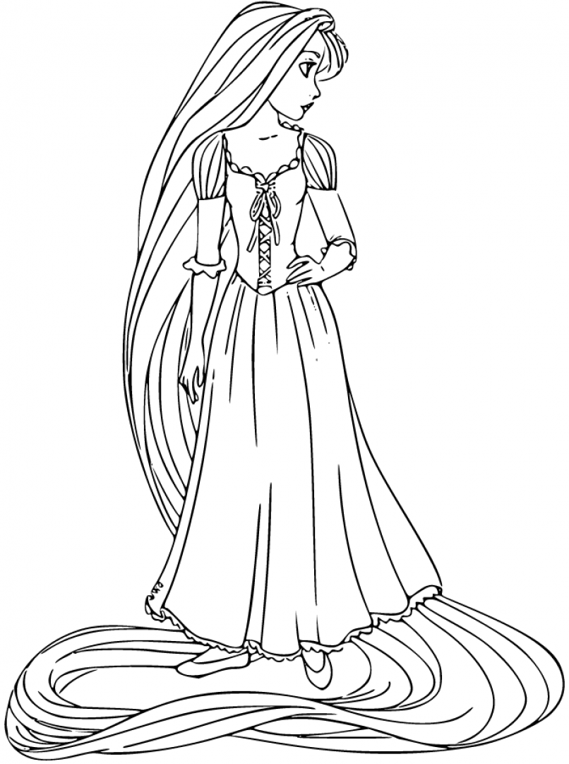 Printable Rapunzel Coloring Sheets Easy for Kids - Blank Outline ...